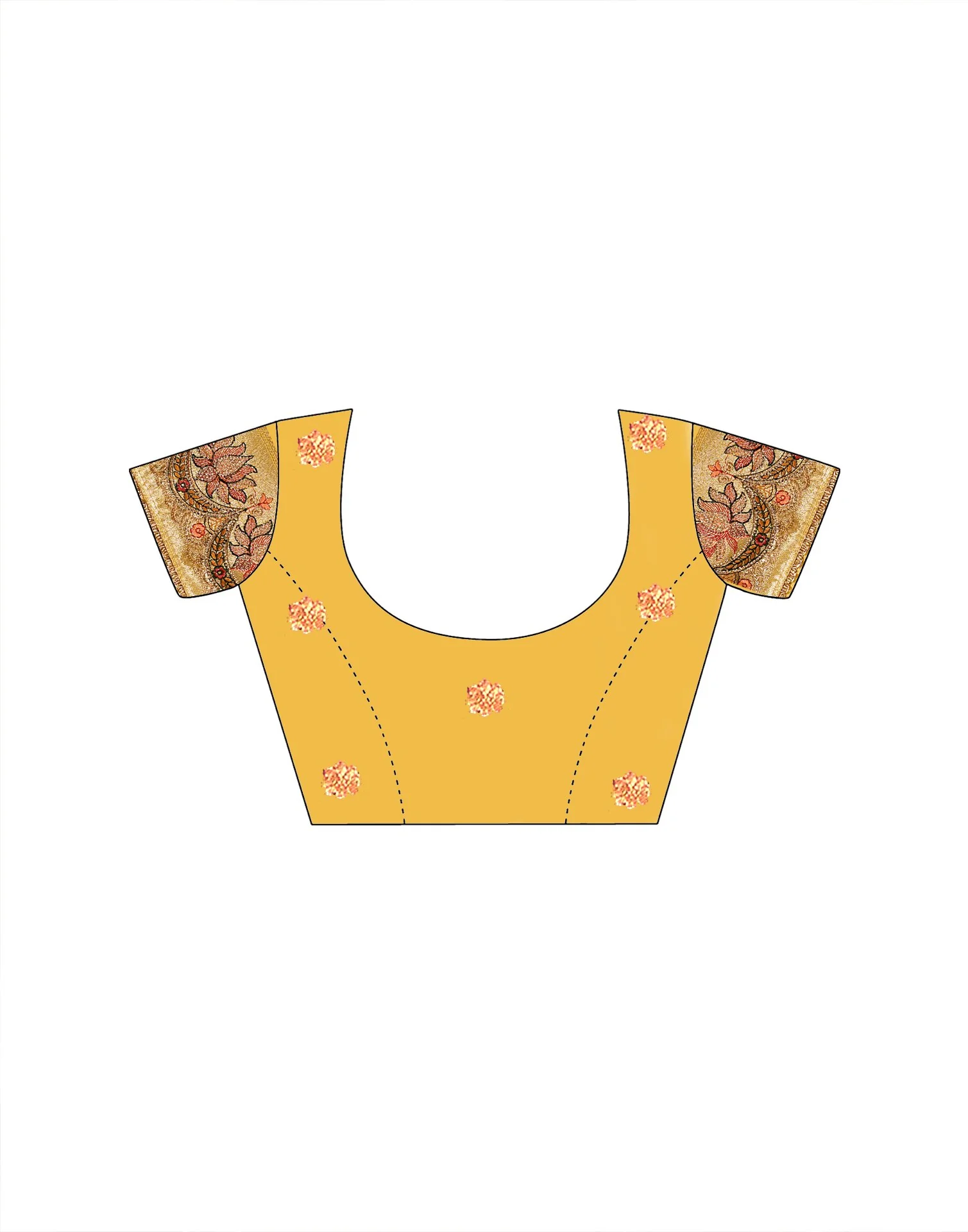 Light Yellow Silk Woven Embroidery Stone Work Banarasi Saree - Image 13