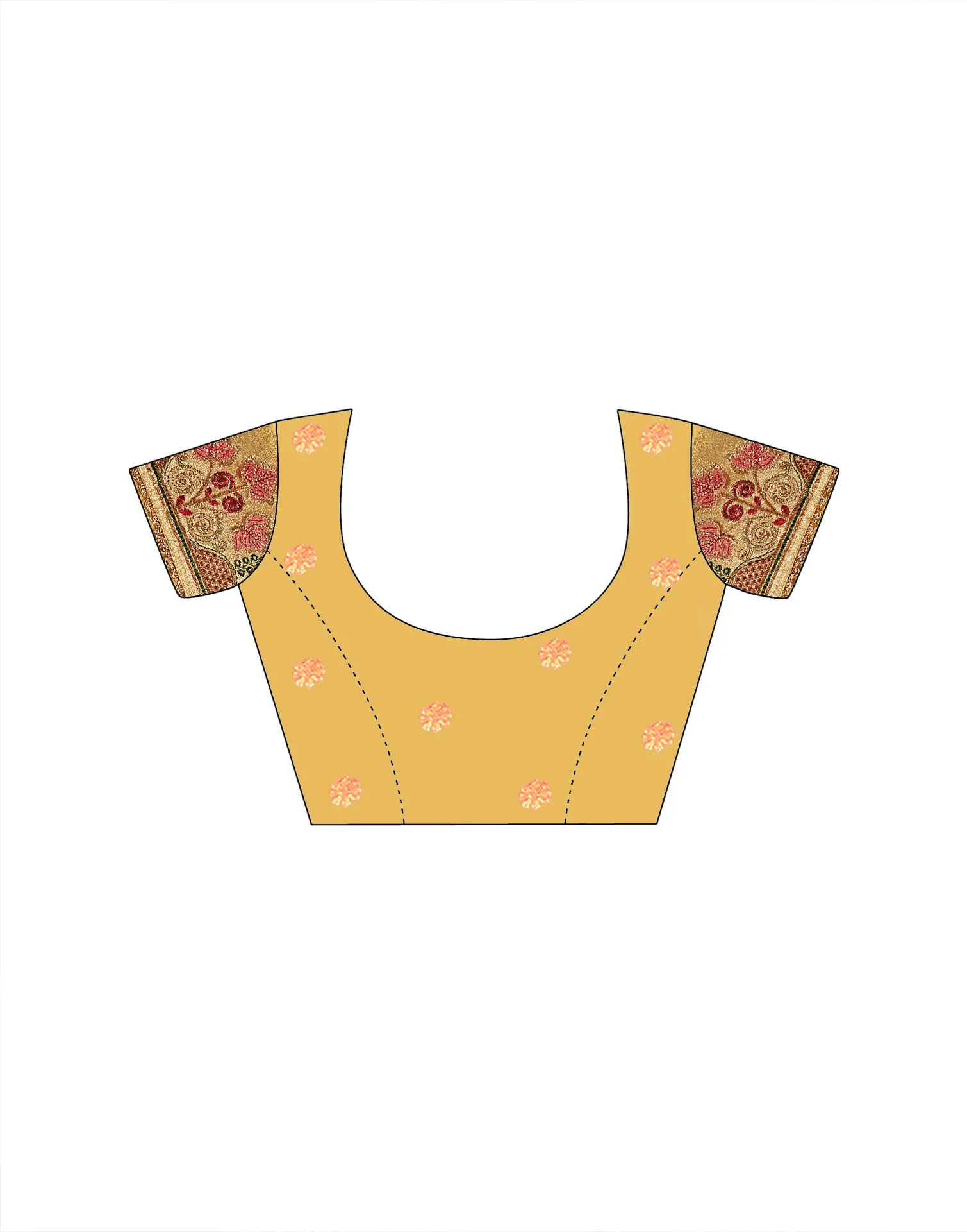 Light Yellow Silk Woven Embroidery Stone Work Banarasi Saree - Image 14