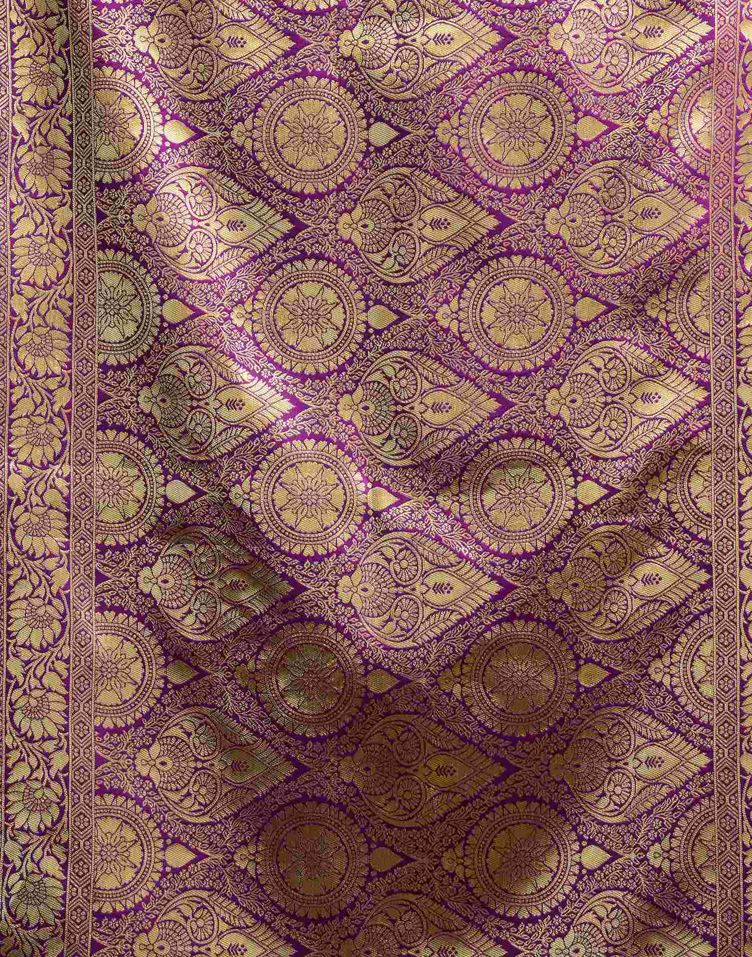 Lime Green Silk Woven Banarasi Saree - Image 7