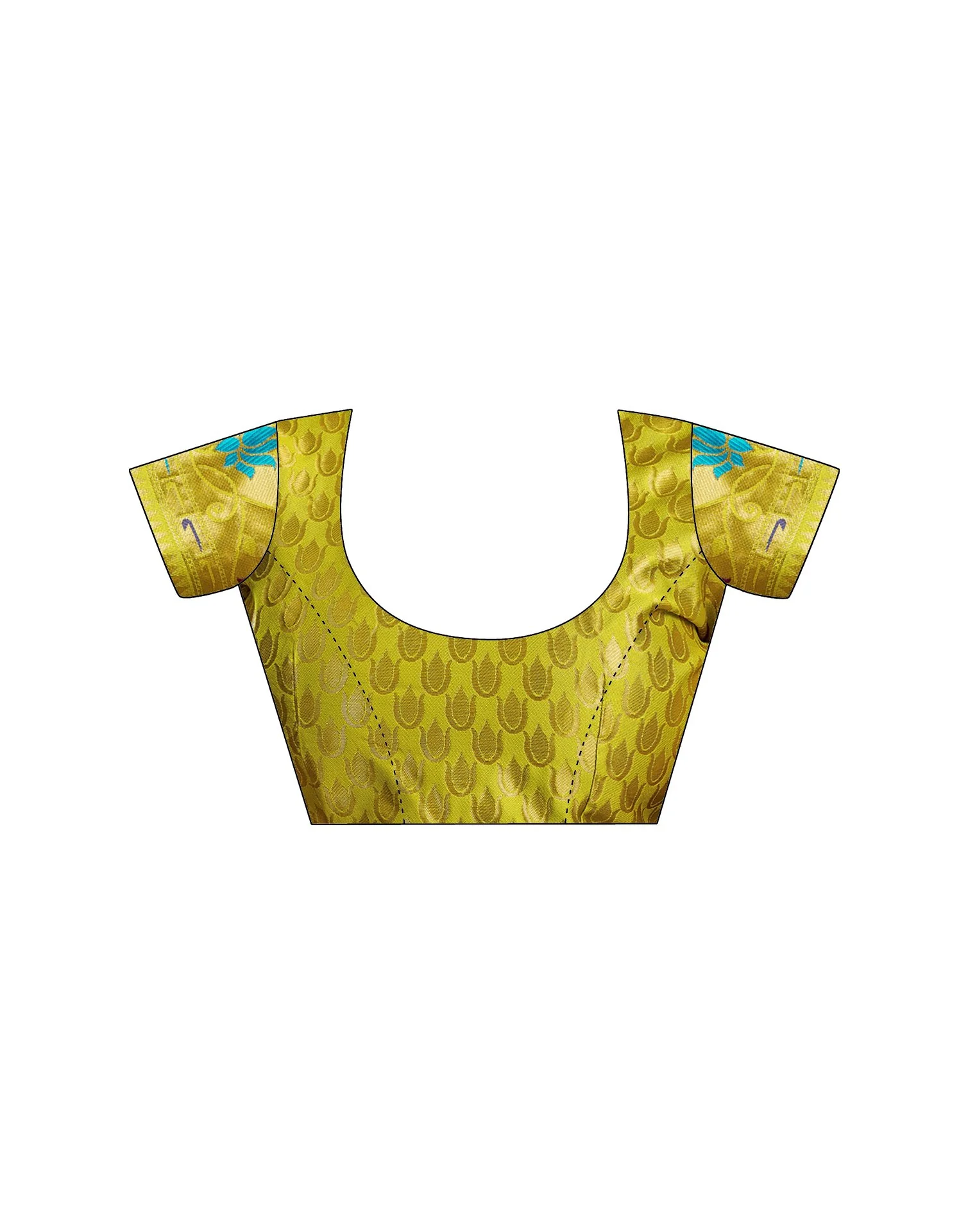 Lime Green Silk Woven Paithani Saree - Image 9