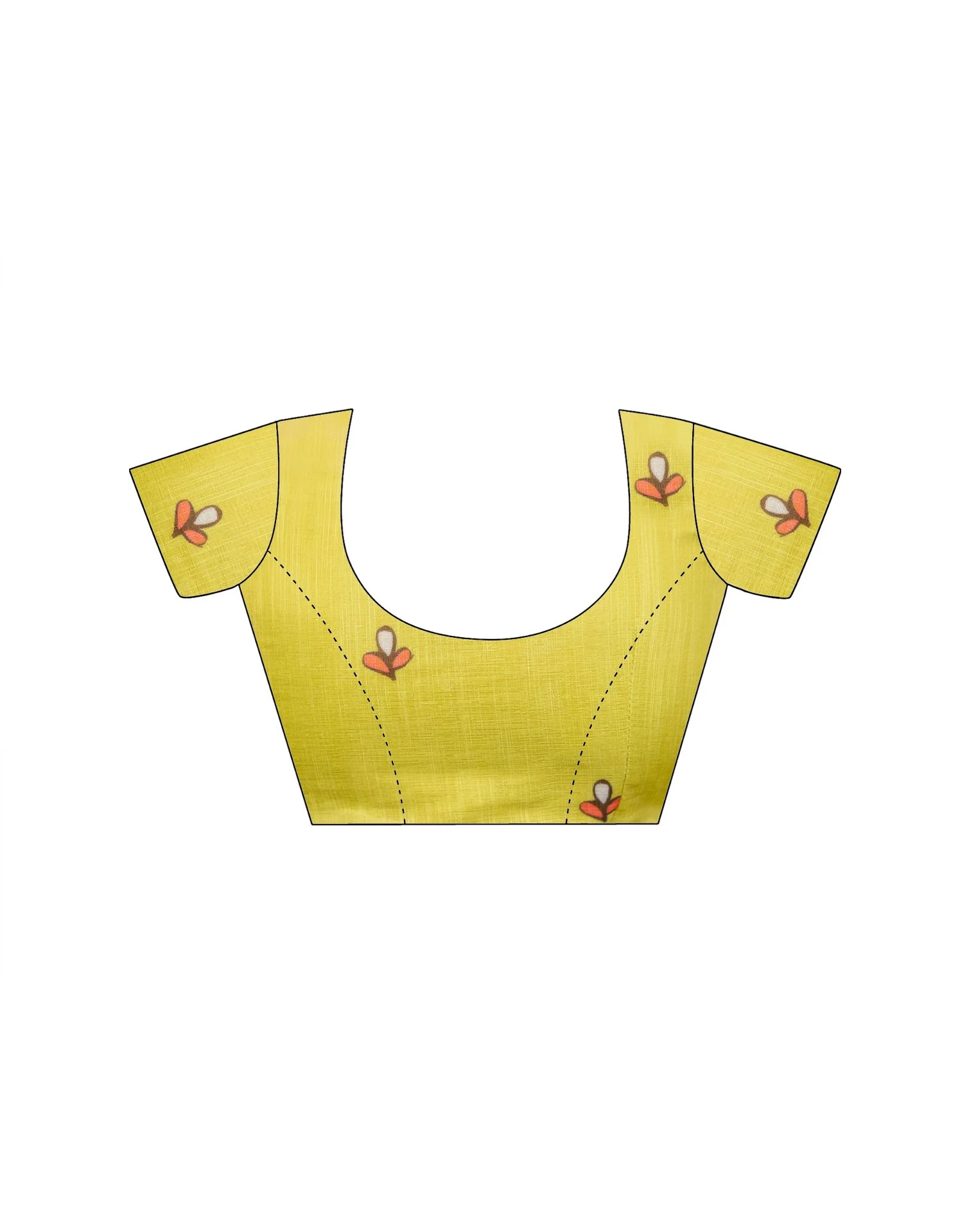 Lime Yellow Cotton Printed Saree - Image 12