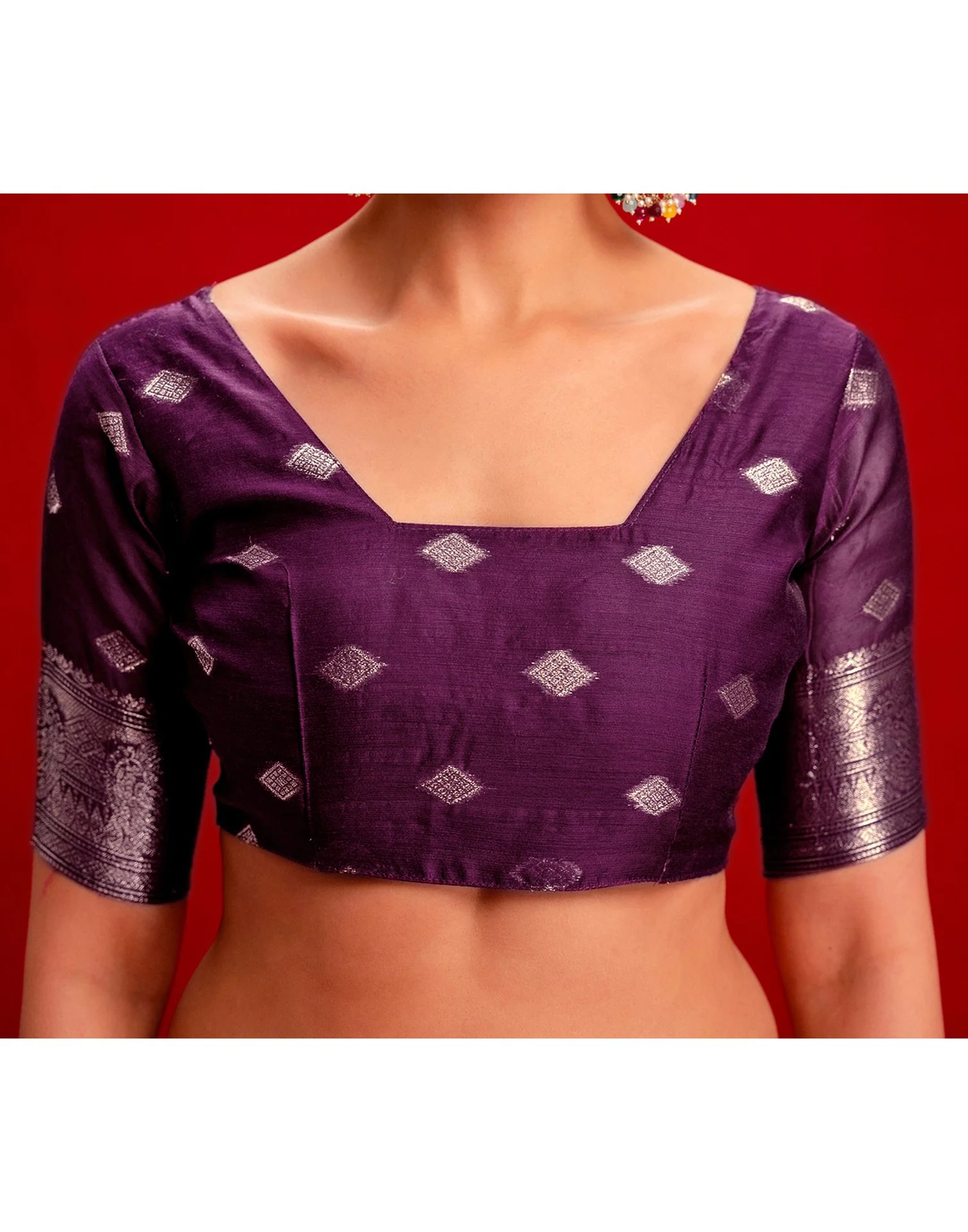 Magenta Chanderi Cotton Woven Banarasi Saree - Image 12