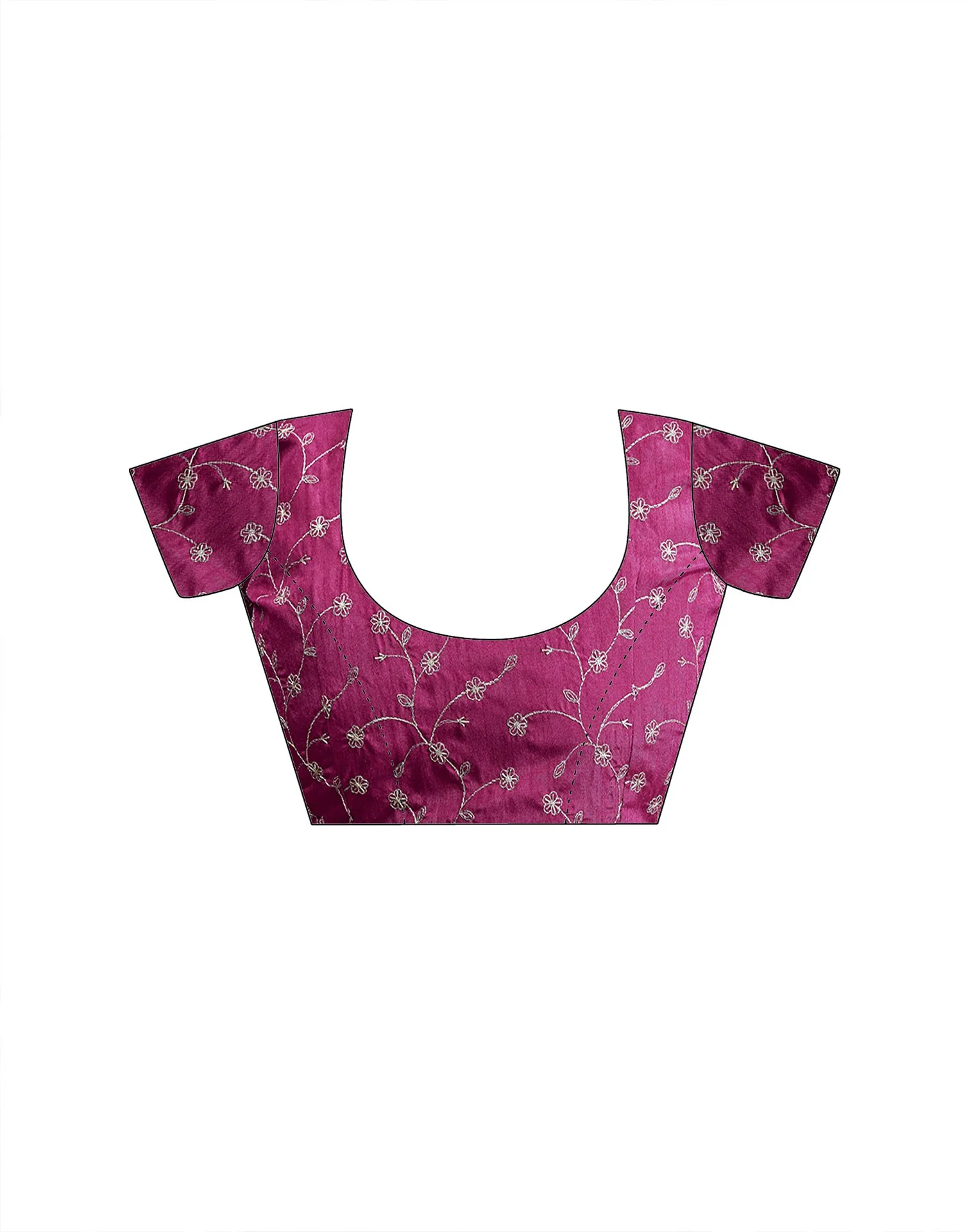 Magenta Georgette Printed Lace Saree - Image 9