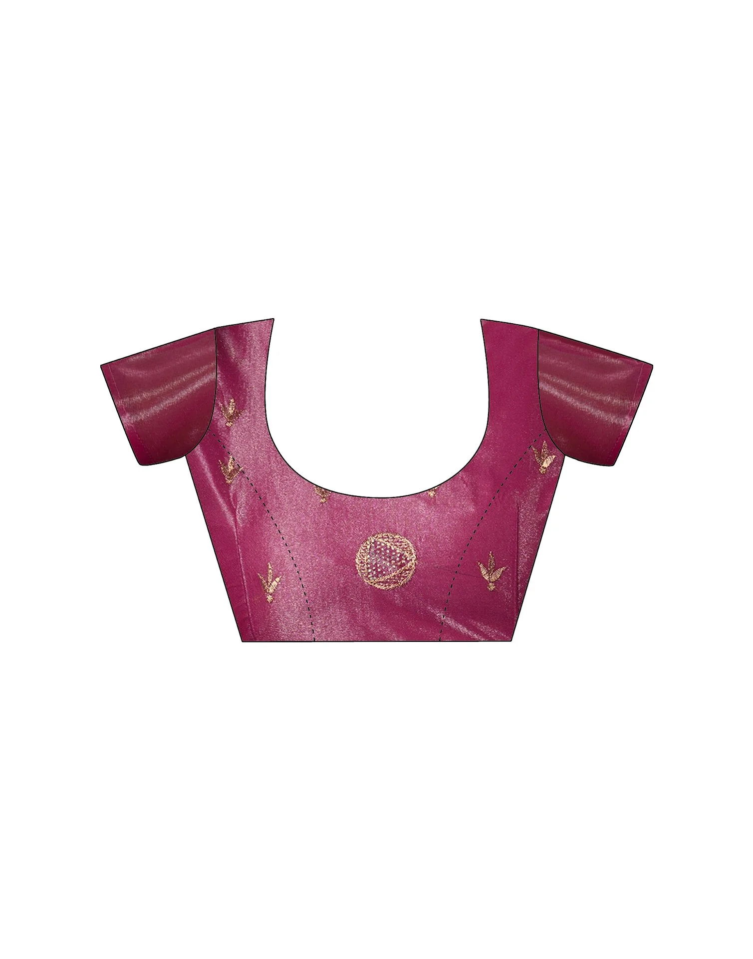 Magenta Shimmer Embroidery Saree - Image 11