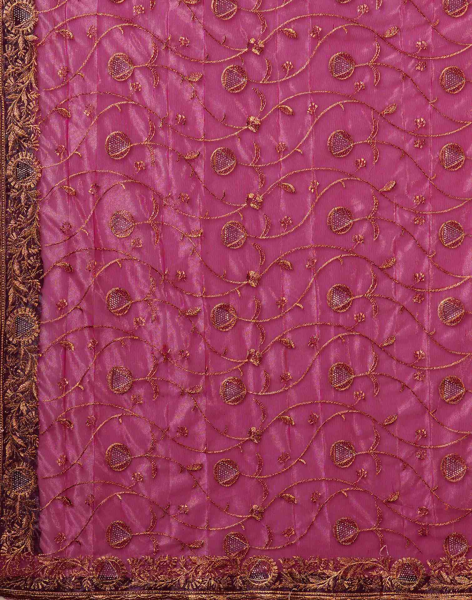 Magenta Shimmer Embroidery Saree - Image 8