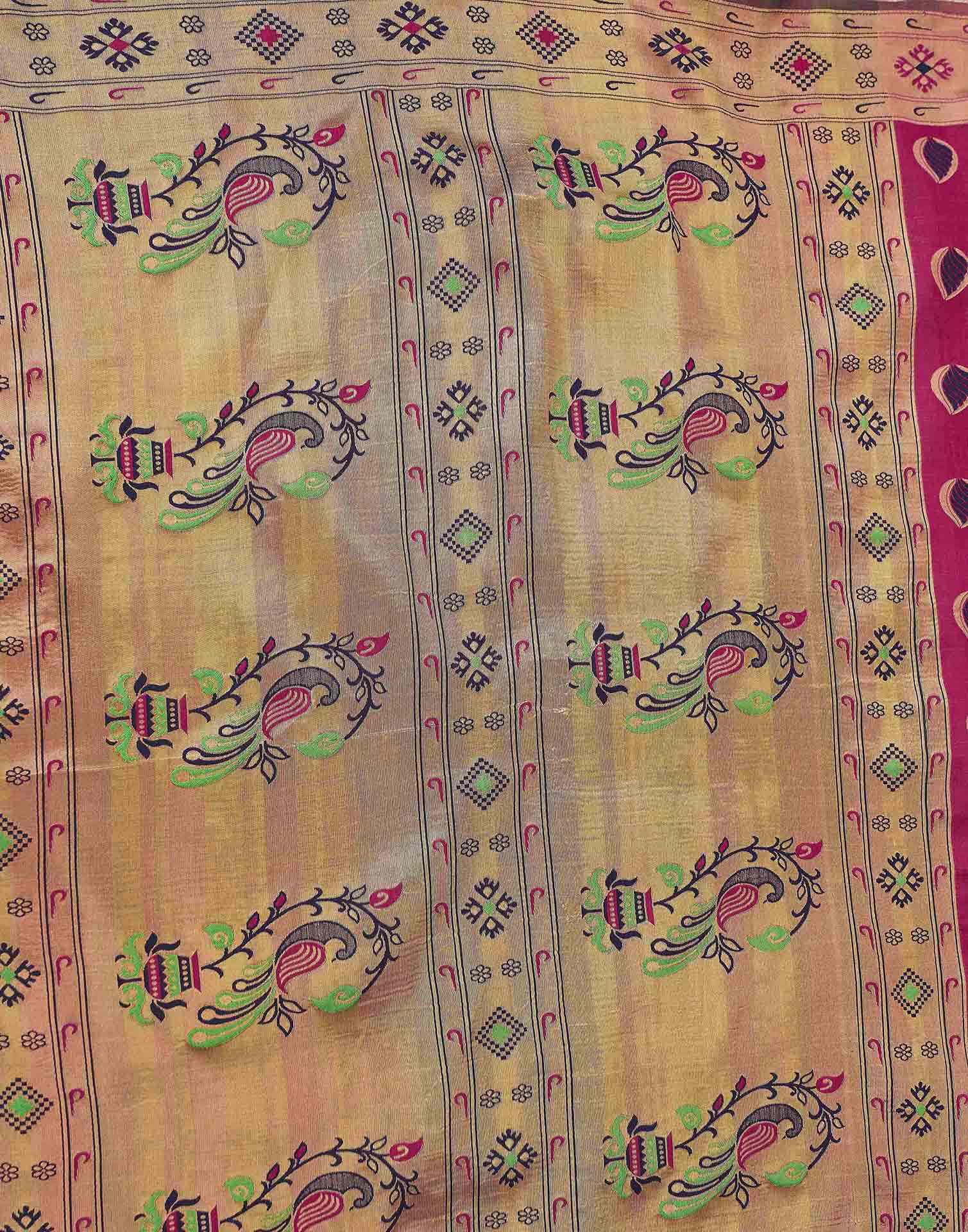 Magenta Shimmer Silk Woven Paithani Saree - Image 8