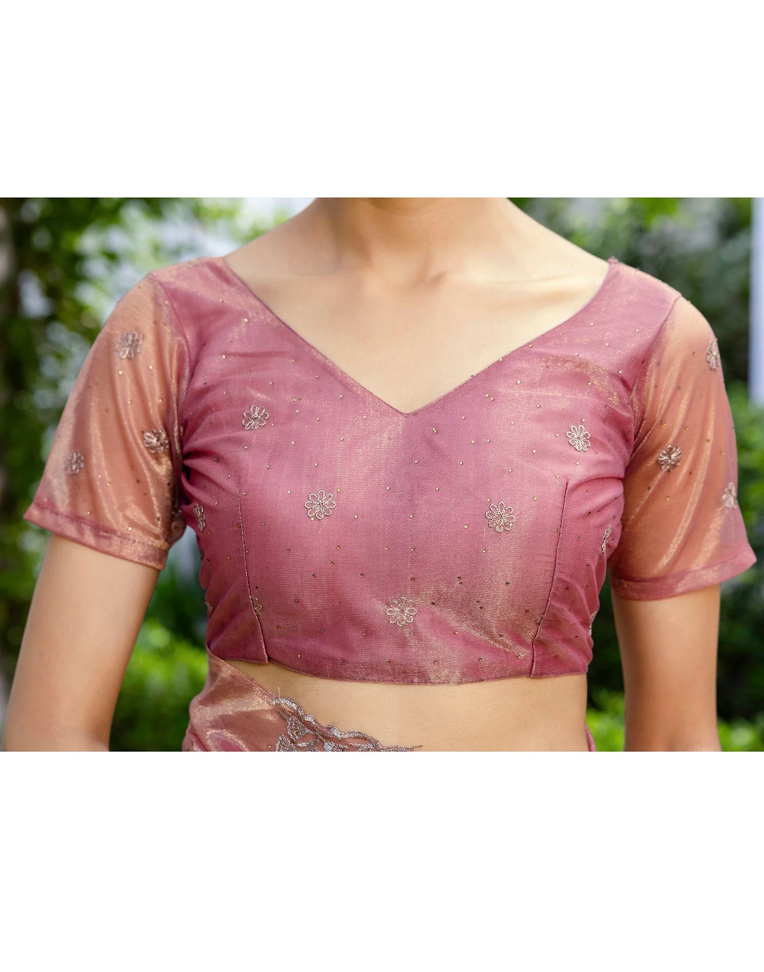 Magenta Shimmer Swarovski Saree - Image 11