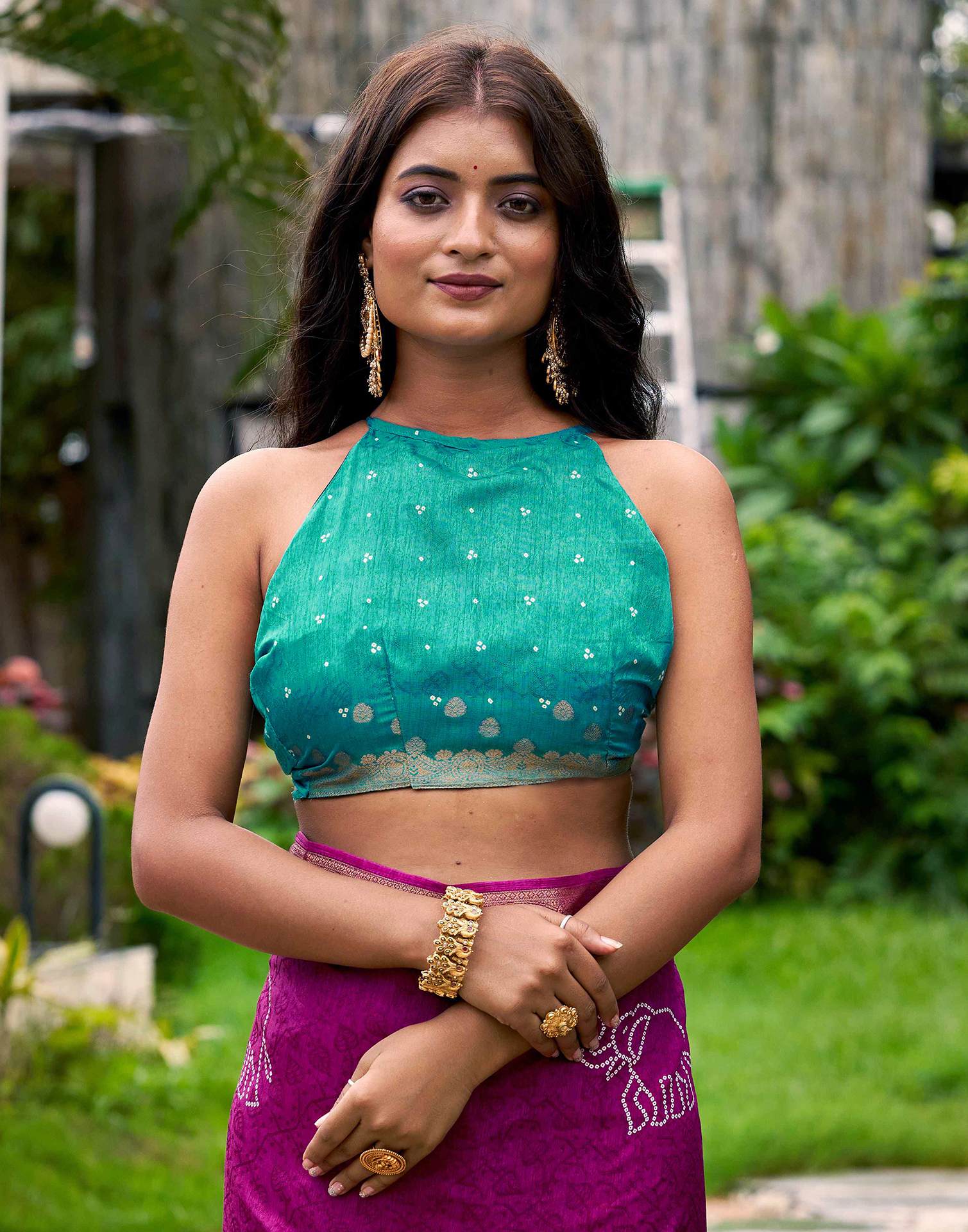Magenta Silk Bandhani Printed Saree - Image 9
