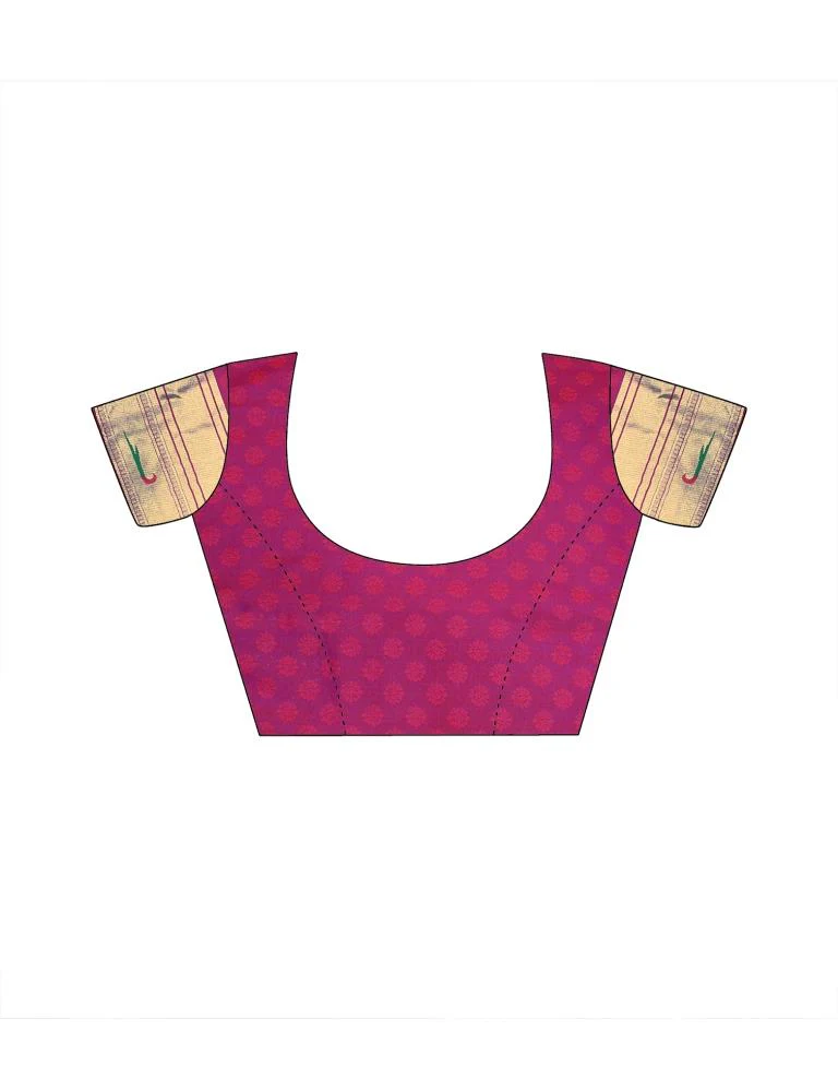 Magenta Paithani Silk Woven Saree - Image 4