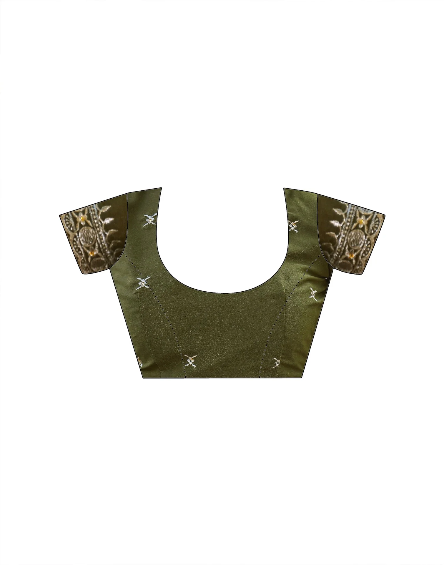 Mahendi Green Shimmer Embroidery Saree - Image 9
