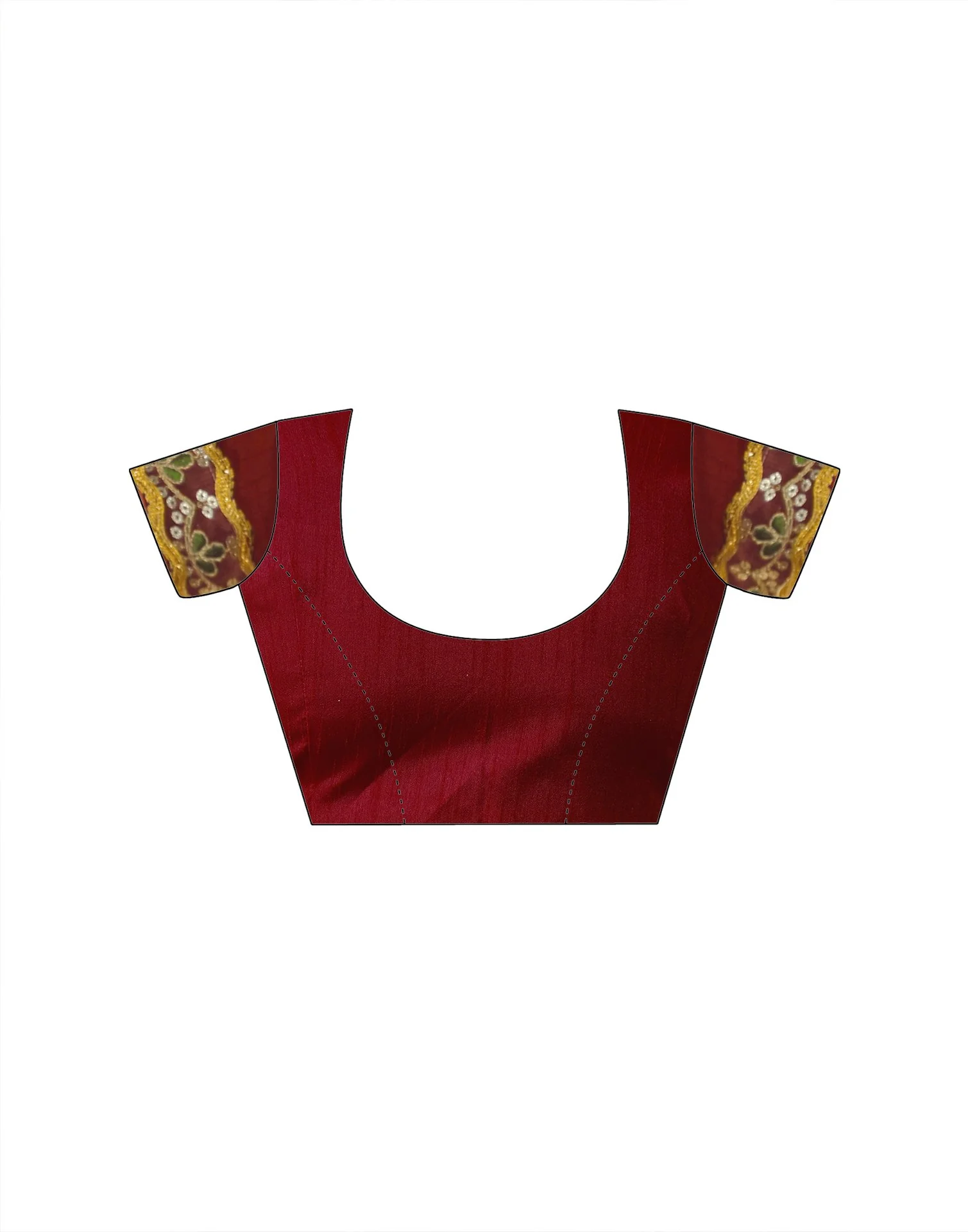 Maroon Georgette Bandhani Printed Lace Saree - Image 12