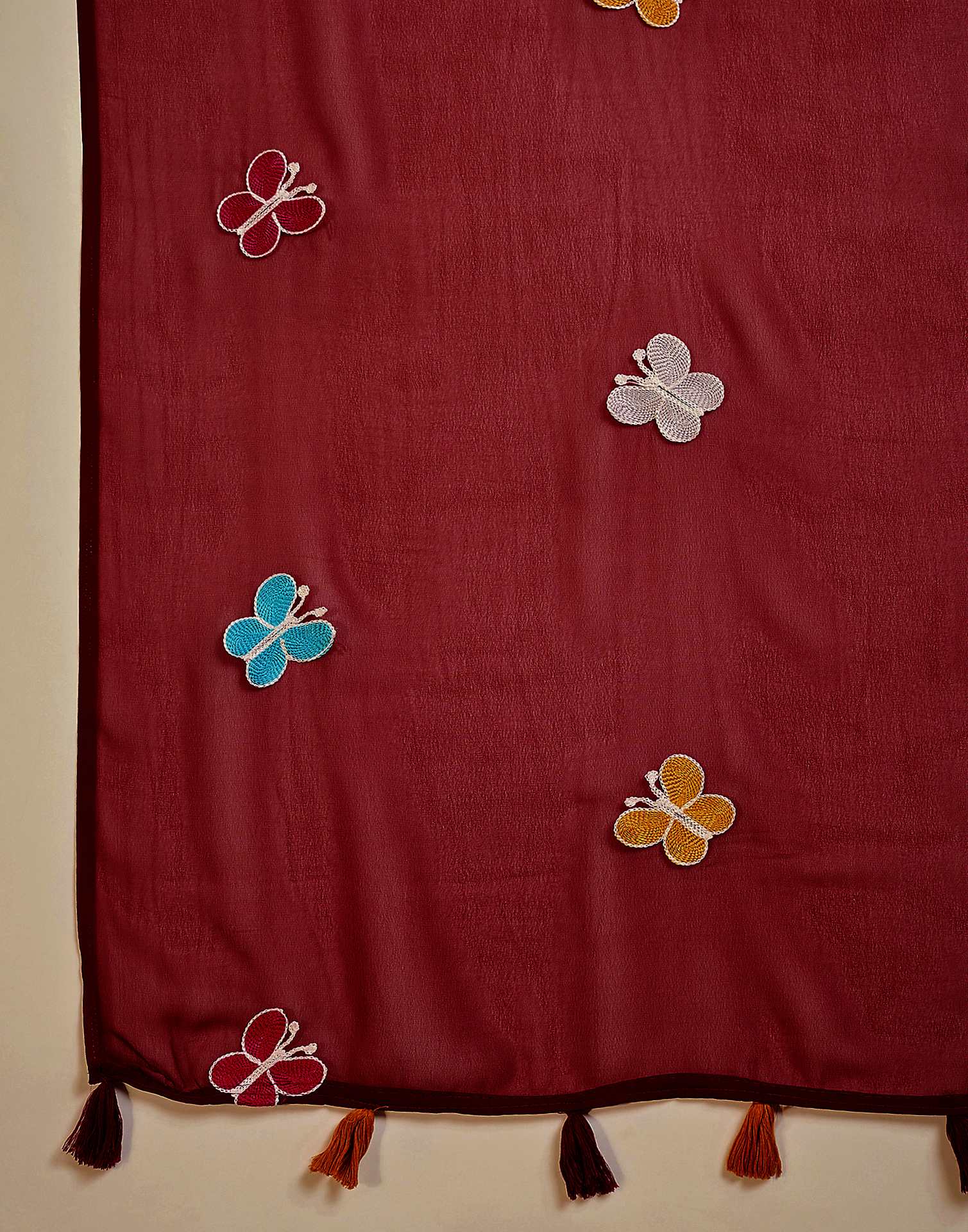 Maroon Georgette Embroidery saree - Image 8
