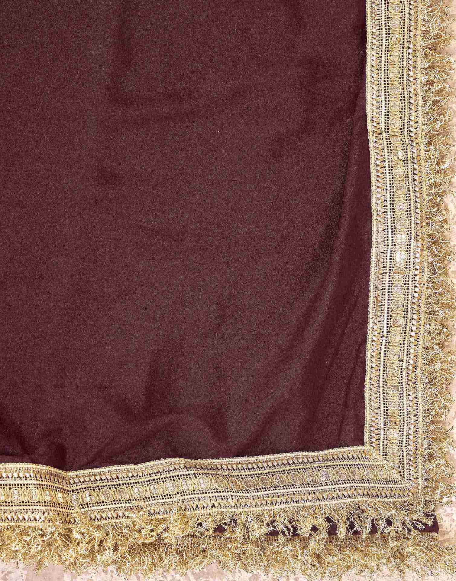 Maroon Georgette Gota Lace Saree - Image 7