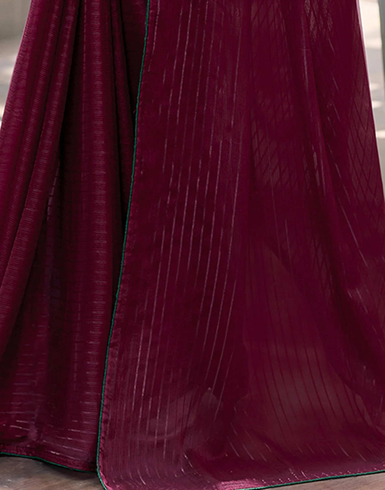 Maroon Georgette Zari Stripe Saree - Image 6