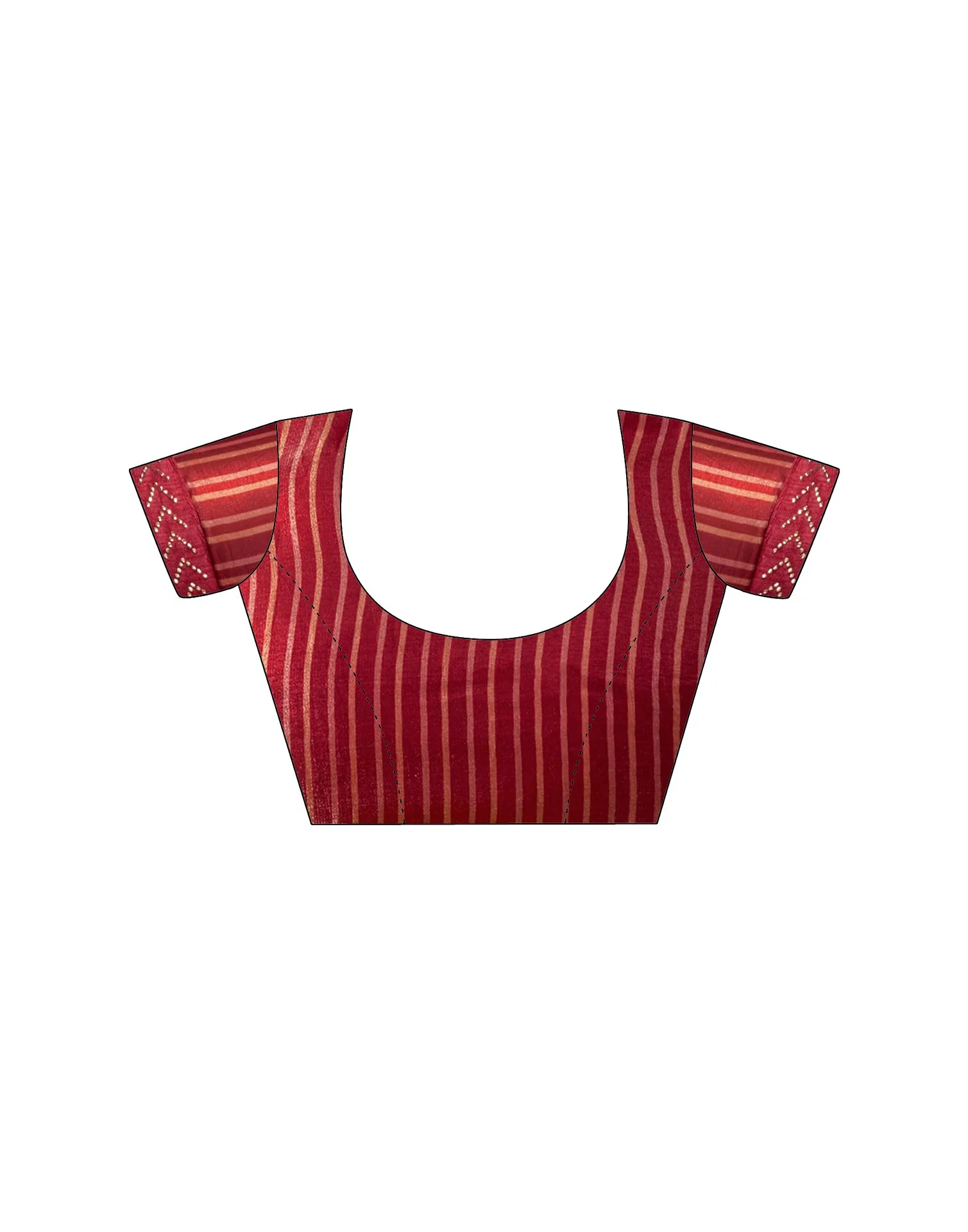 Maroon Organza Printed Swarovski Saree - Image 9
