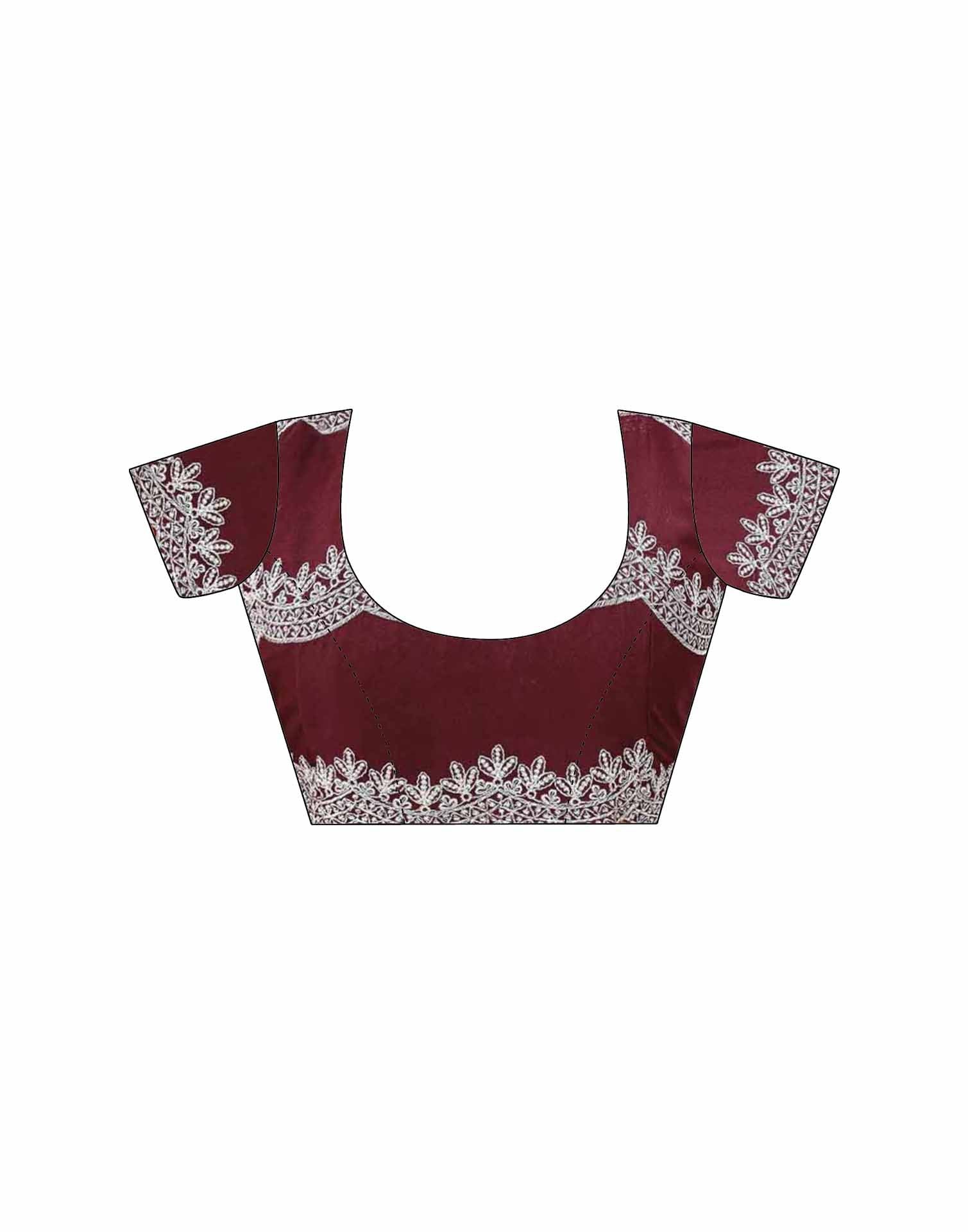 Maroon Shimmer Georgette Embroidery Embellished Saree - Image 9