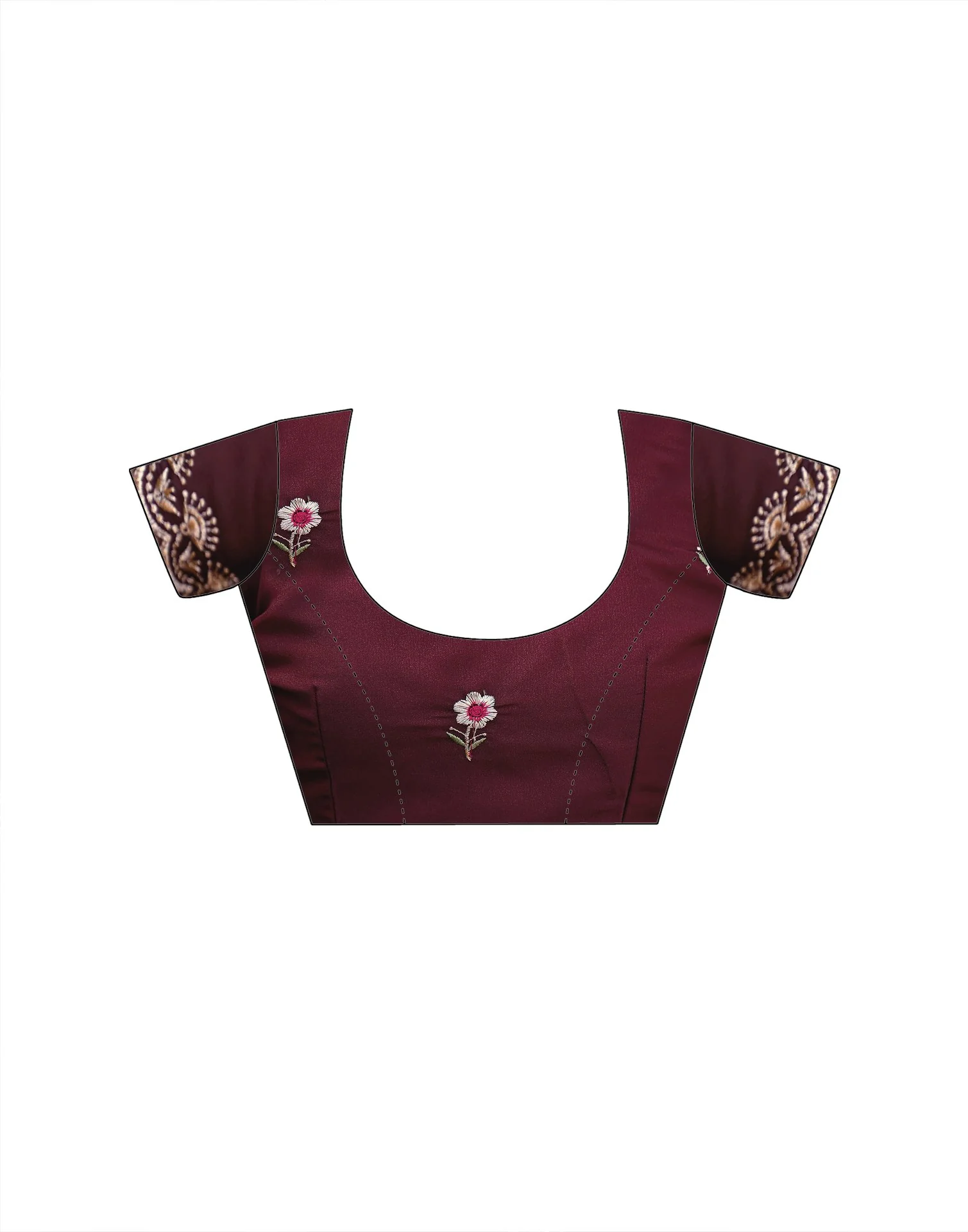 Maroon Shimmer Georgette Embroidery Saree - Image 12