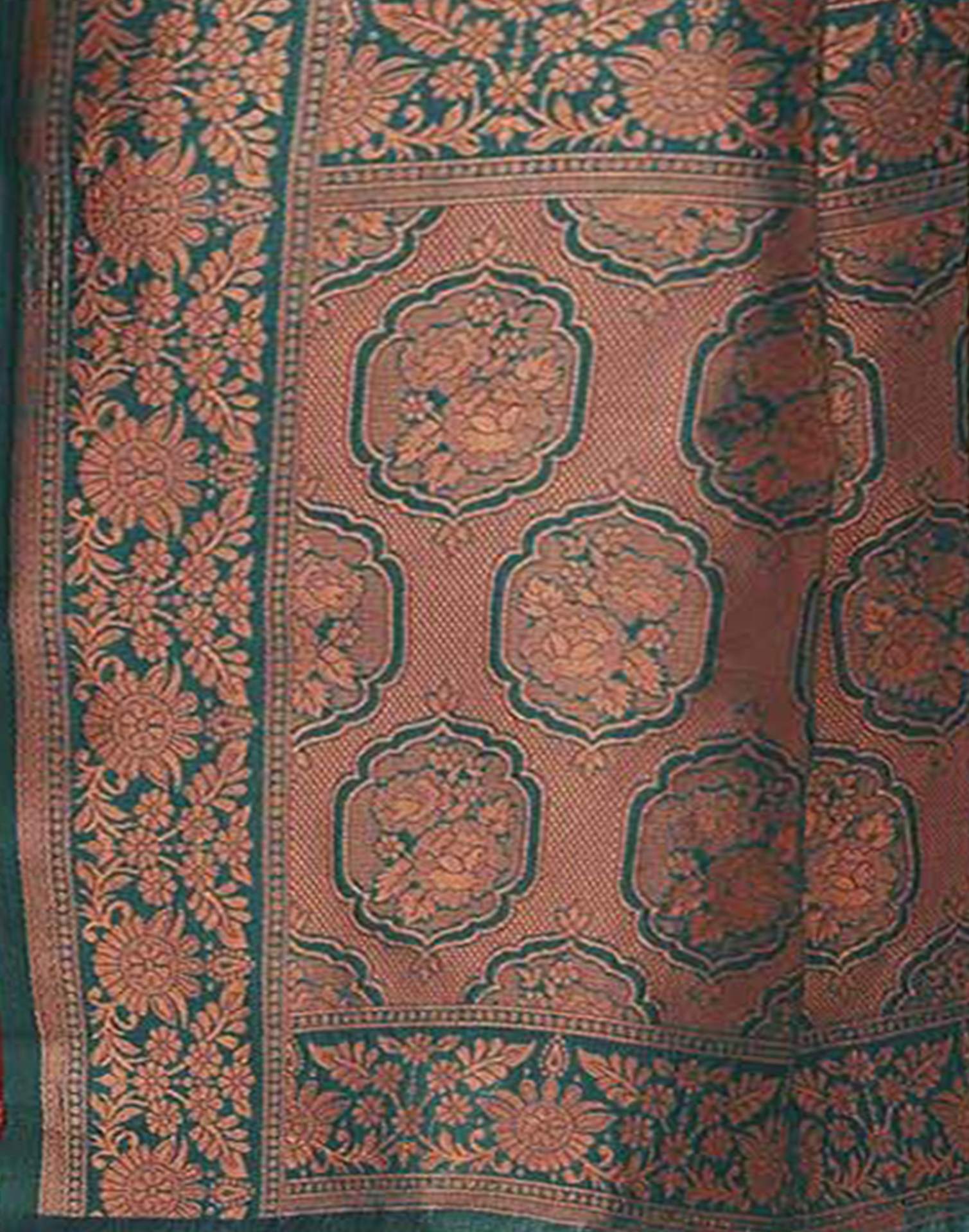 Maroon Shimmer Silk Woven Banarasi Saree - Image 8