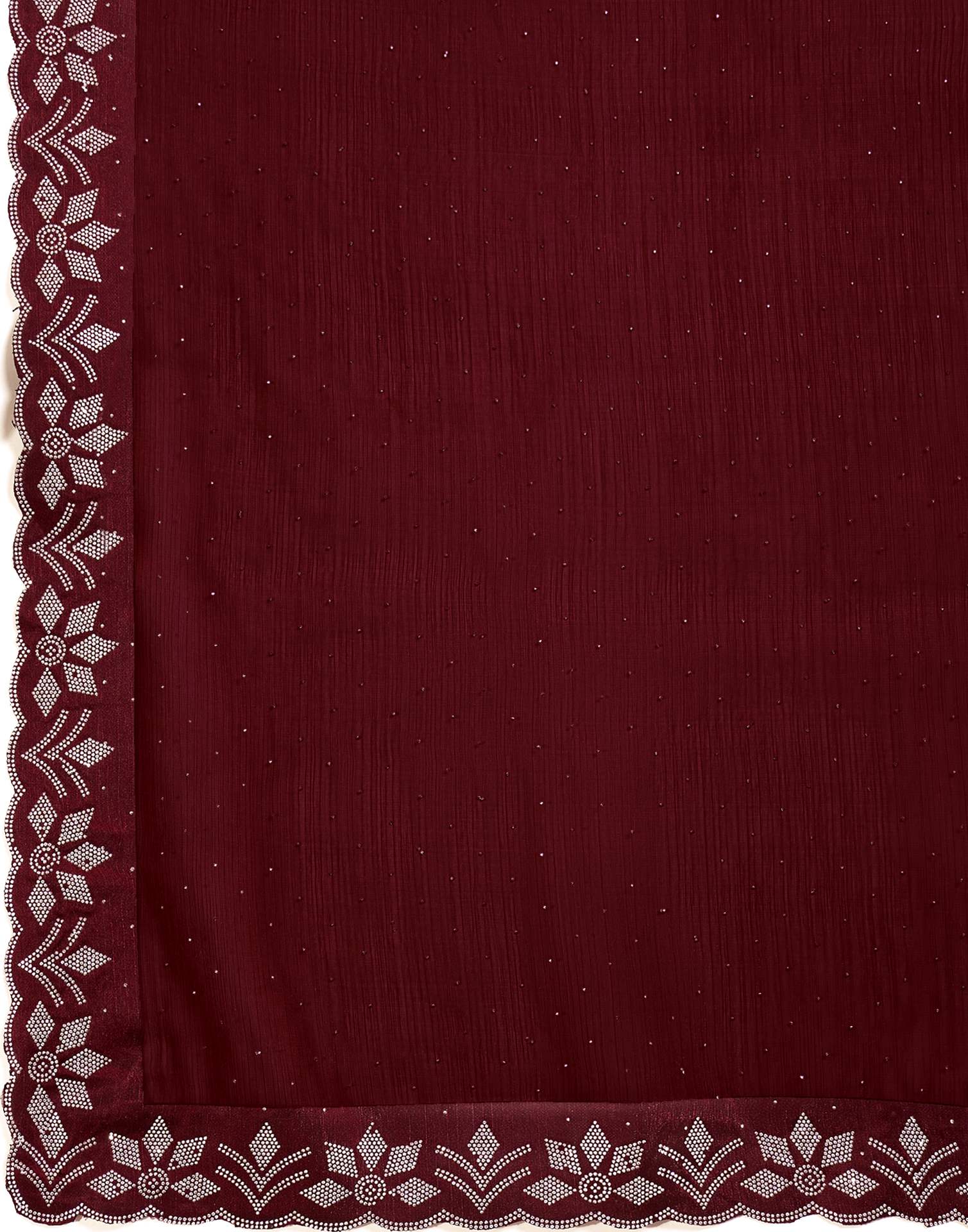 Maroon Shimmer Stone Work Swarovski Saree - Image 9