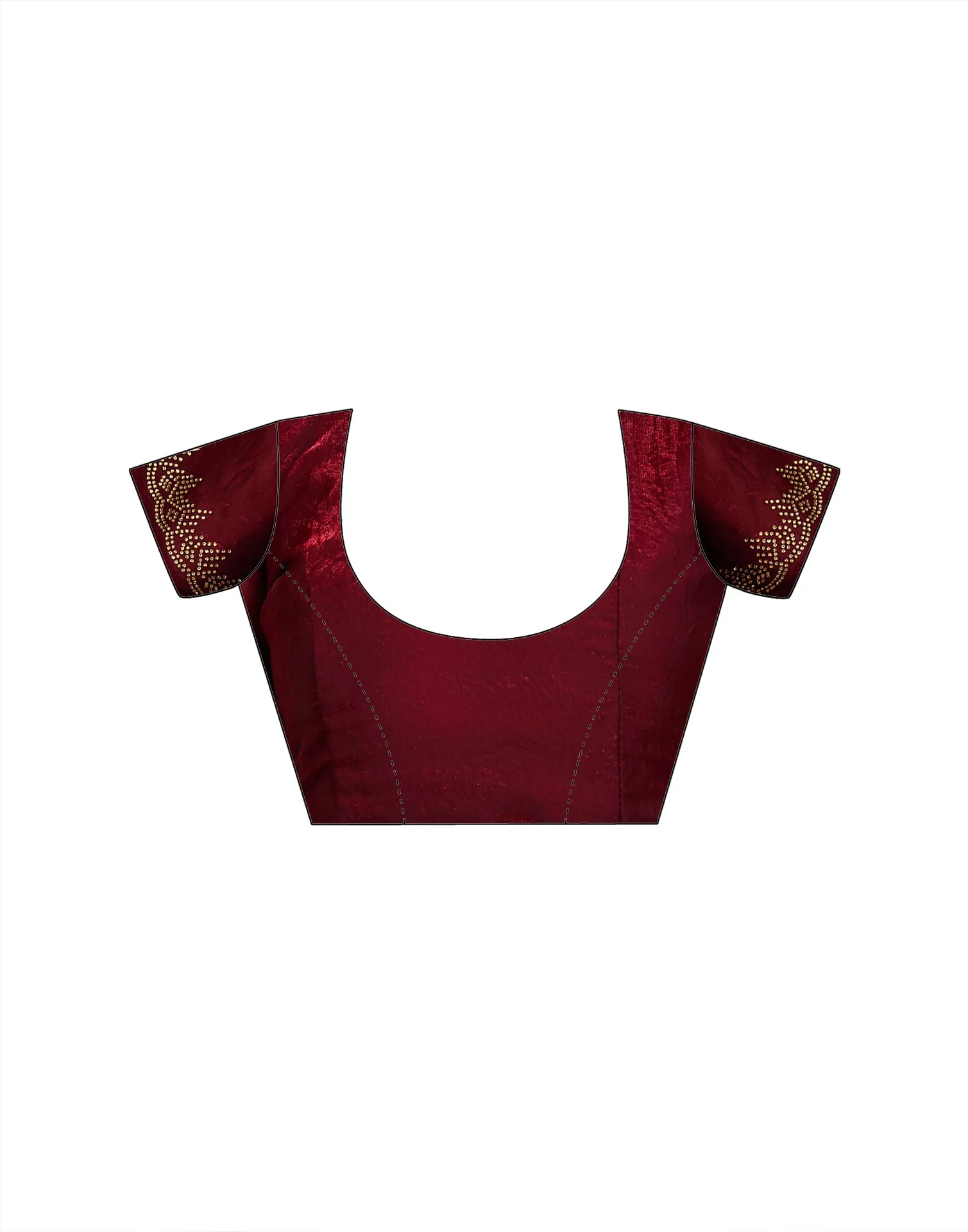 Maroon Shimmer Tissue Stone Work Swarovski saree - Image 10