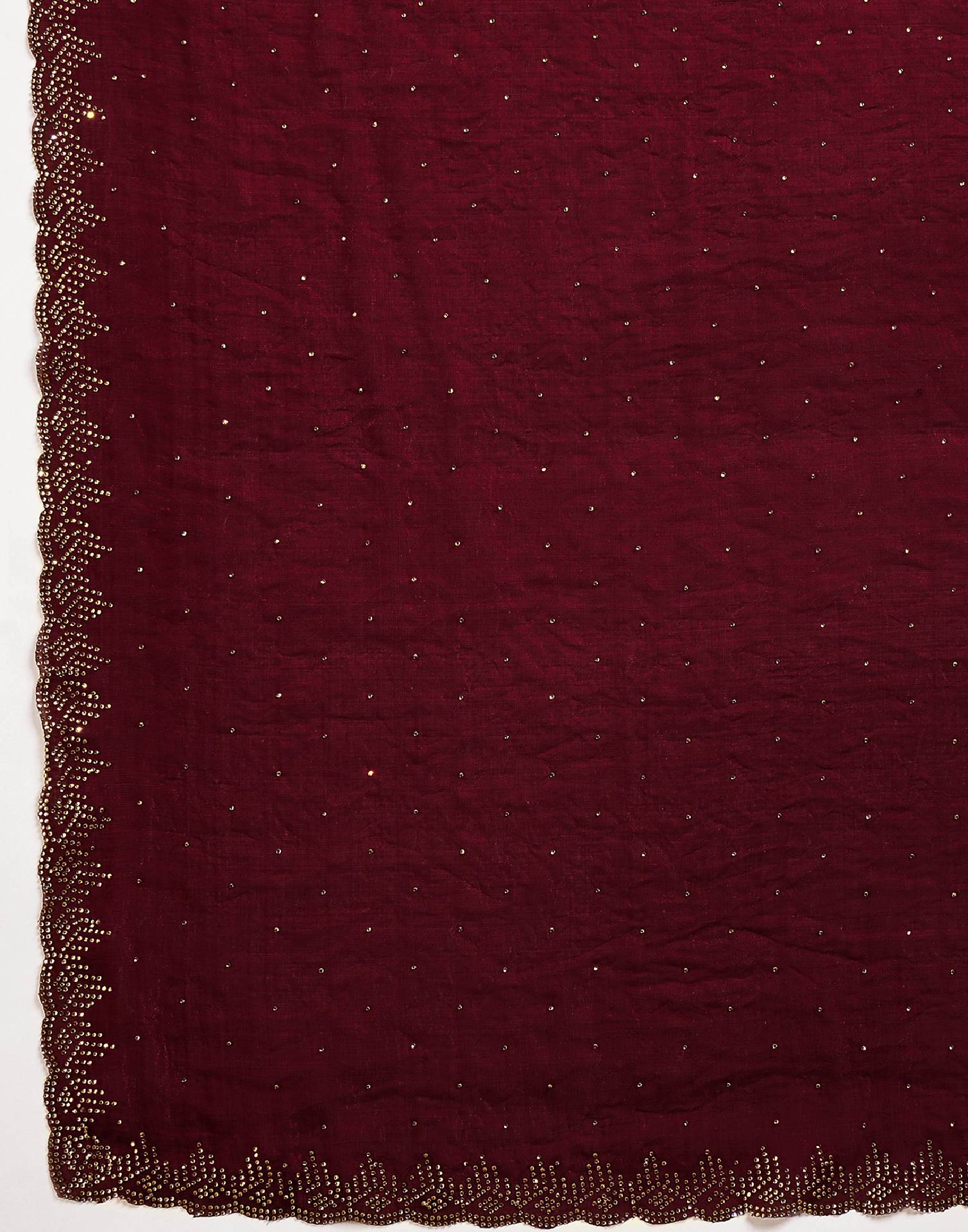 Maroon Shimmer Tissue Stone Work Swarovski saree - Image 8
