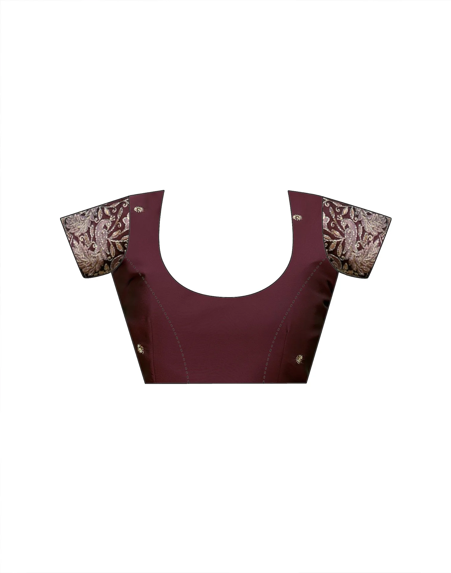 Maroon Silk Embroidery Saree - Image 11