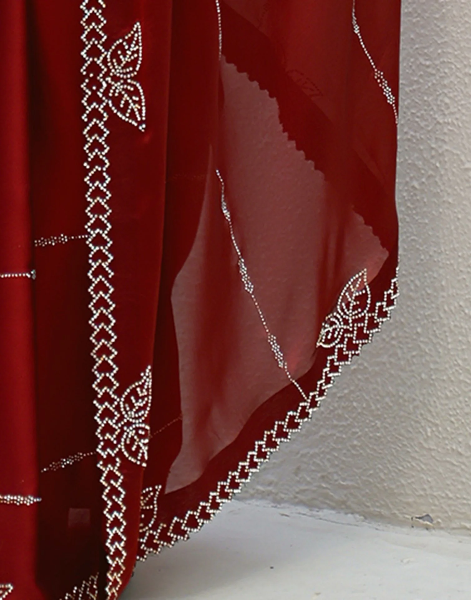 Maroon Silk Stone Work Swarovski Saree - Image 10