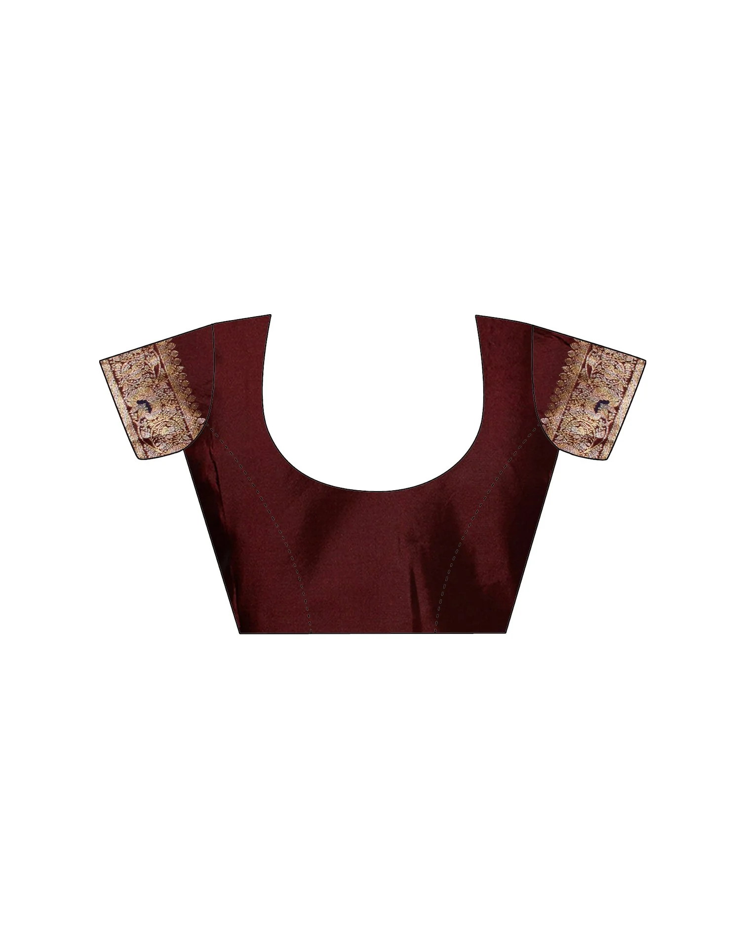 Maroon Silk Weaving Banarasi Saree - Image 9