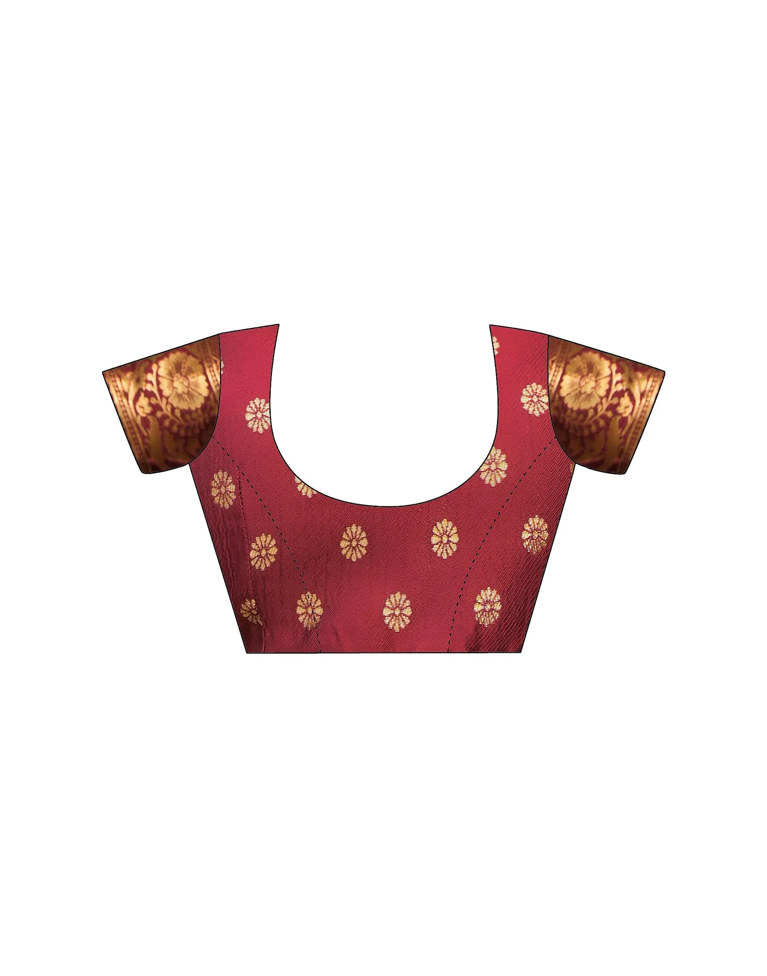 Maroon Silk Woven Banarasi Saree - Image 11