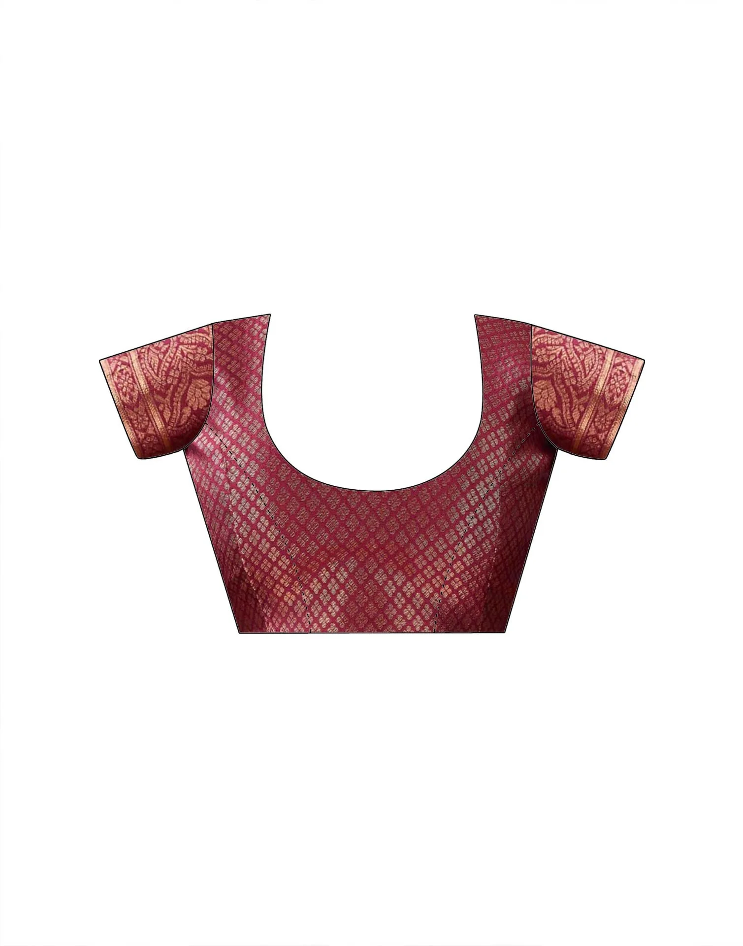 Maroon Silk Woven Banarasi Saree - Image 9
