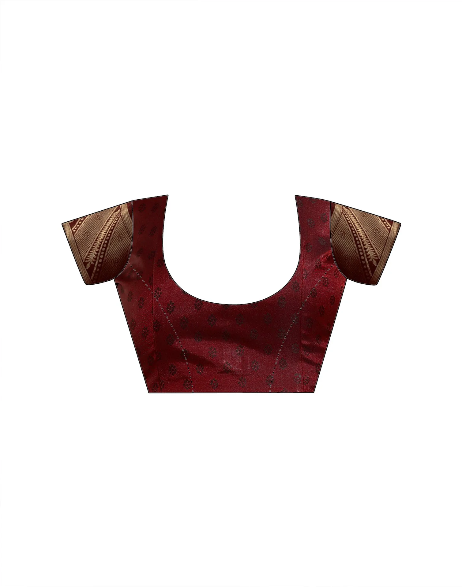 Maroon Silk Woven Banarasi Saree - Image 10