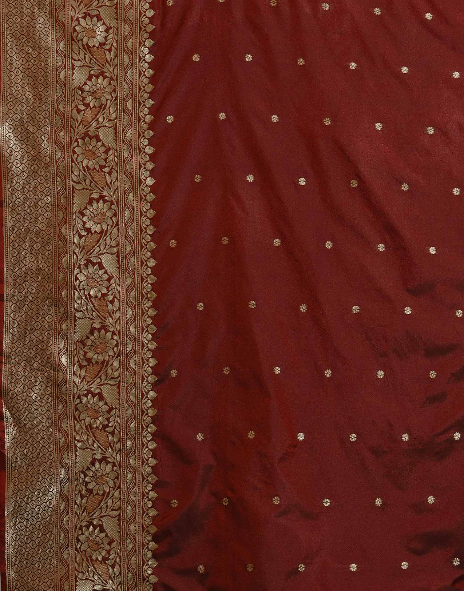 Maroon Silk Woven Kanjivaram Saree - Image 8