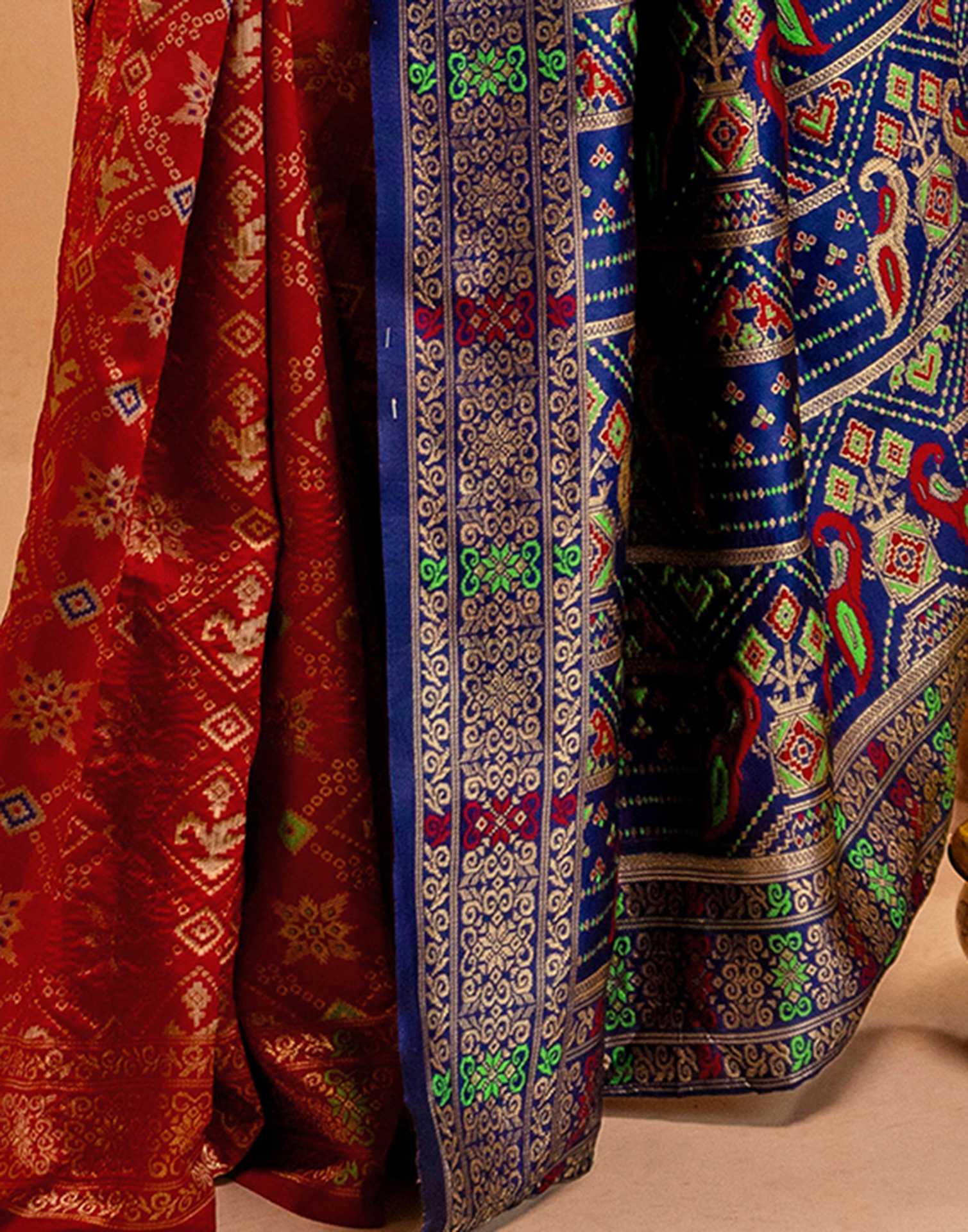 Maroon Silk Woven Patola Saree - Image 13