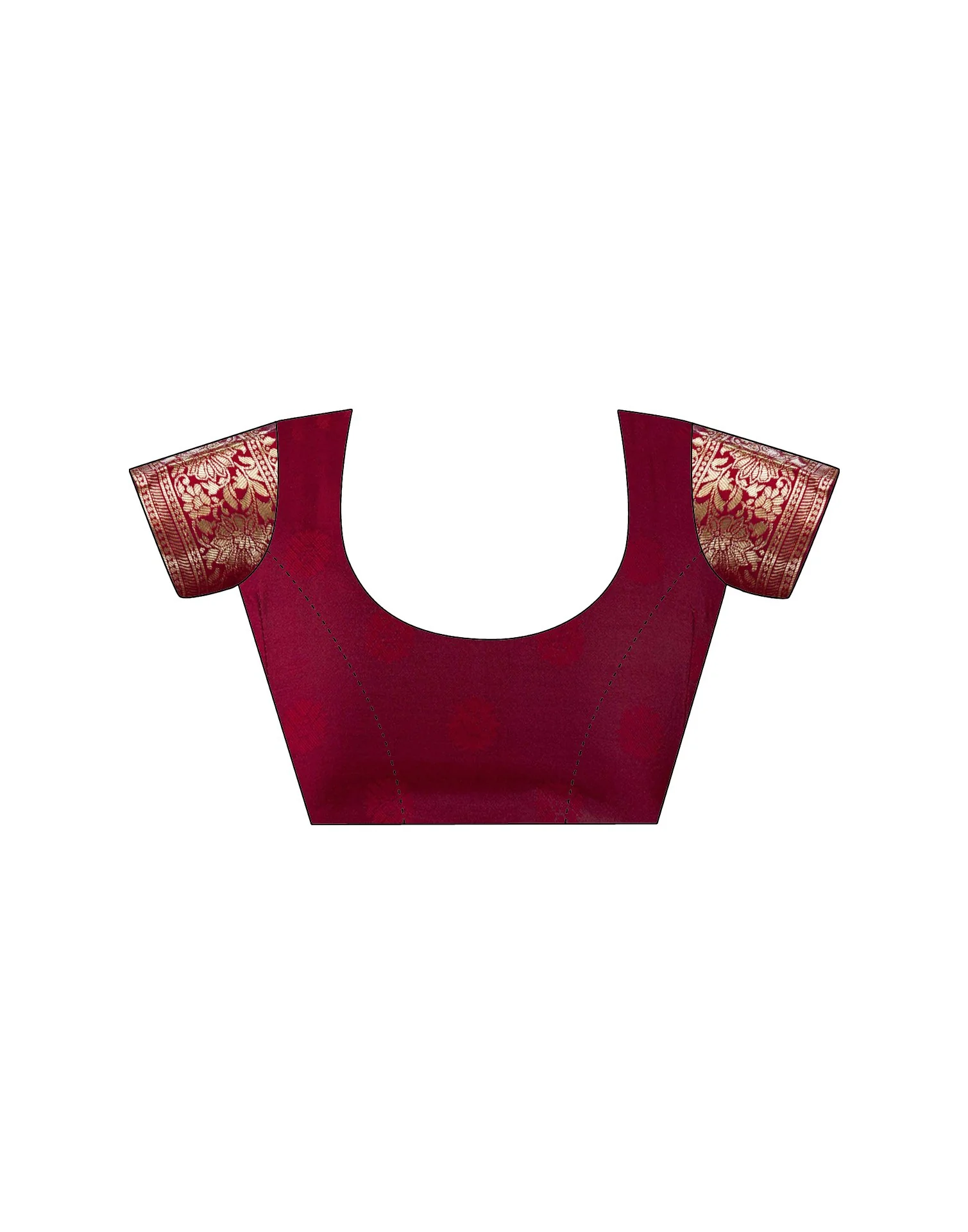 Maroon Silk Woven Saree - Image 9