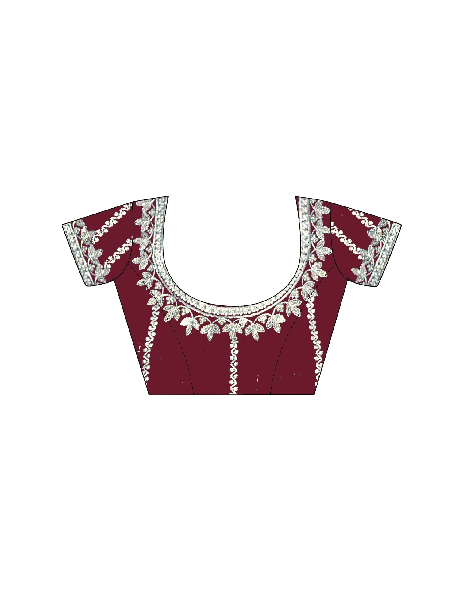 Maroon Tissue Silk Sequence Embroidery Saree - Image 12