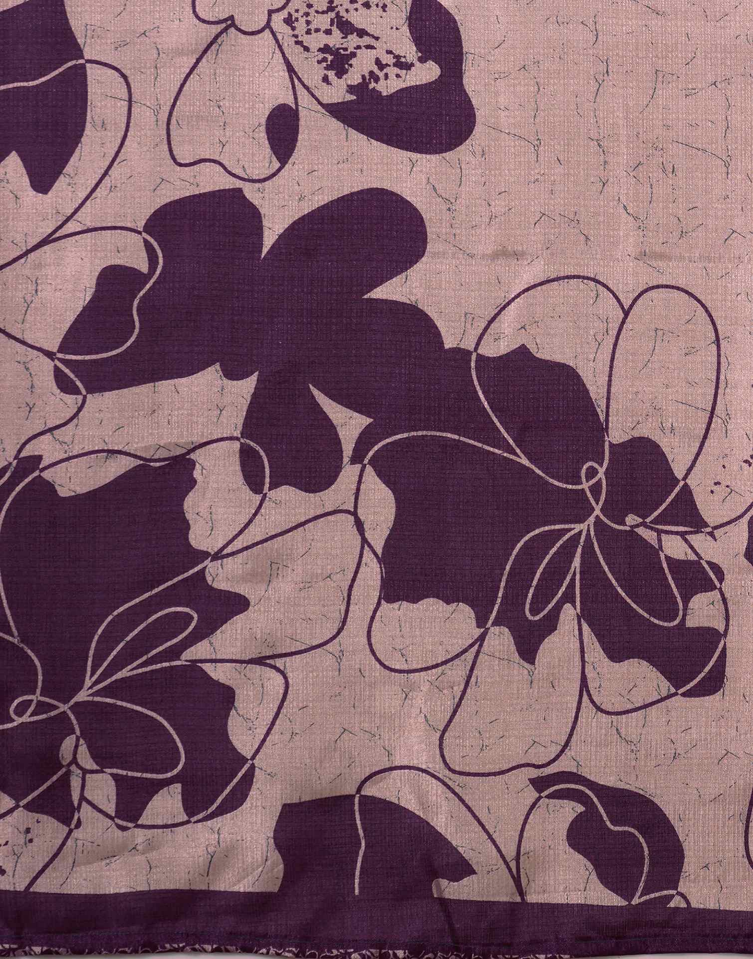 Mauve Cotton Printed Saree - Image 7
