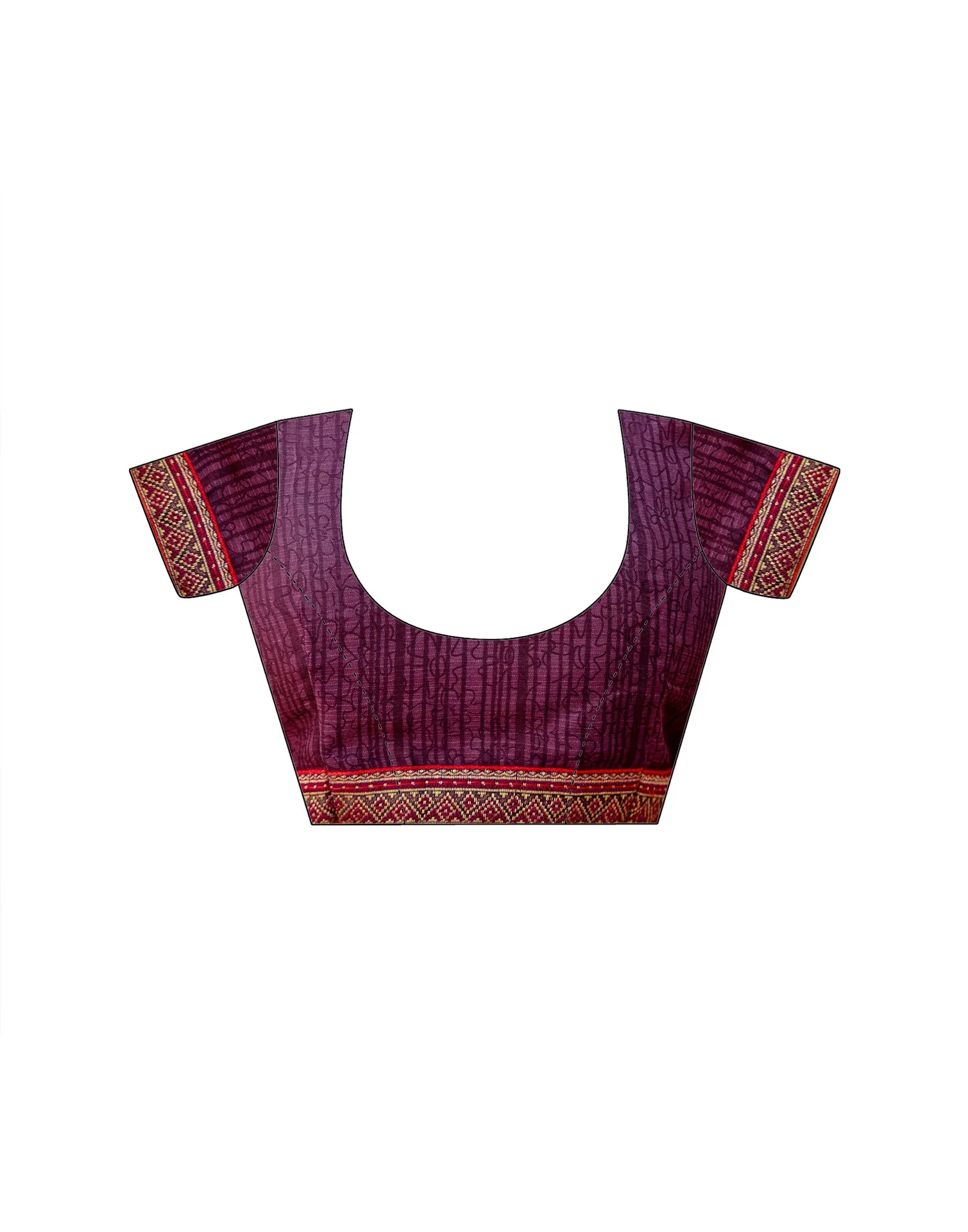 Mauve Georgette Printed Lace Saree - Image 12
