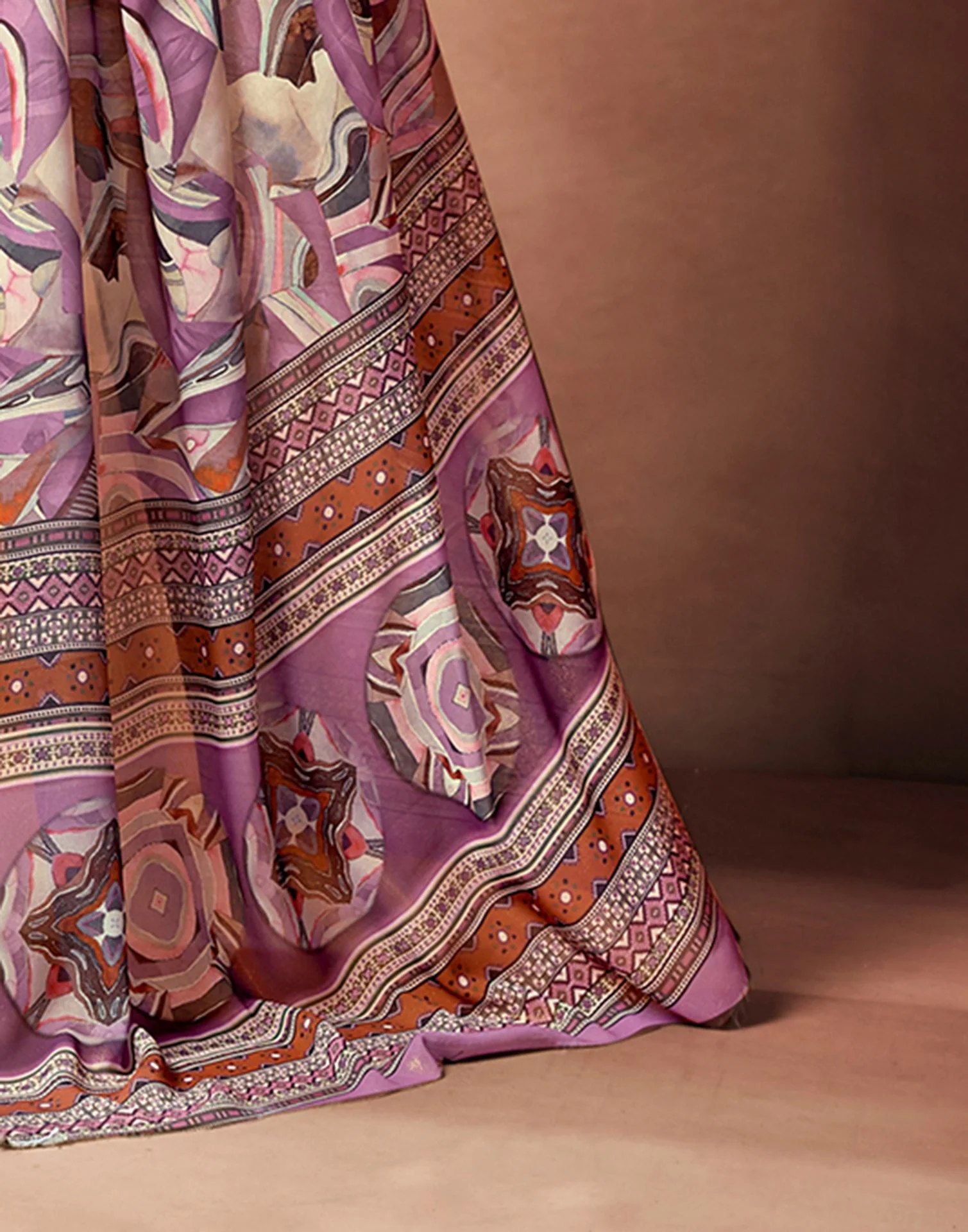 Mauve Georgette Printed Saree - Image 6