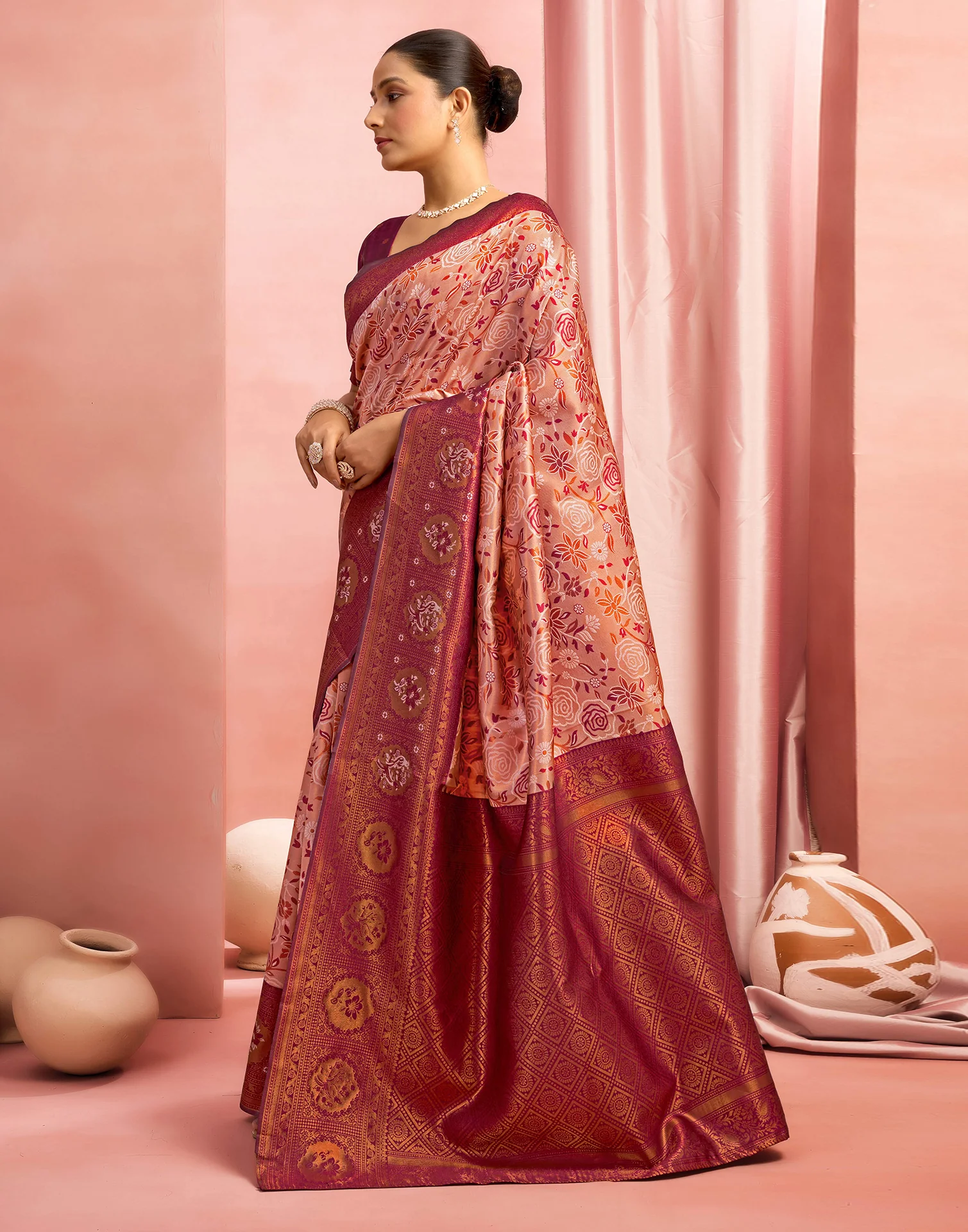 Mauve Silk Woven Kanjivaram Saree - Image 5