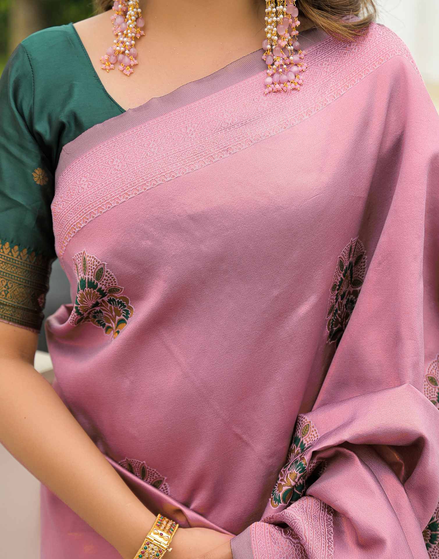 Mauve Silk Woven Saree - Image 9