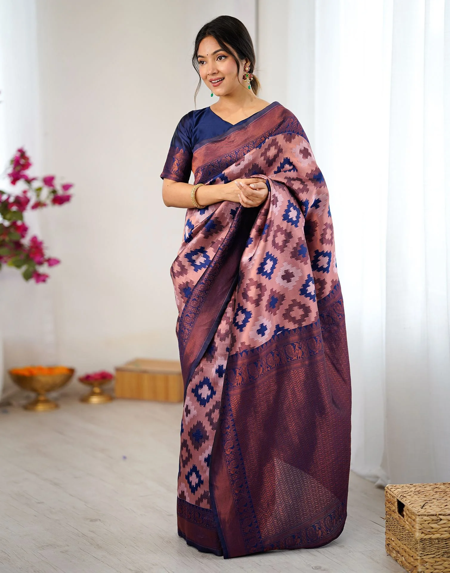Mauve Silk Woven Saree