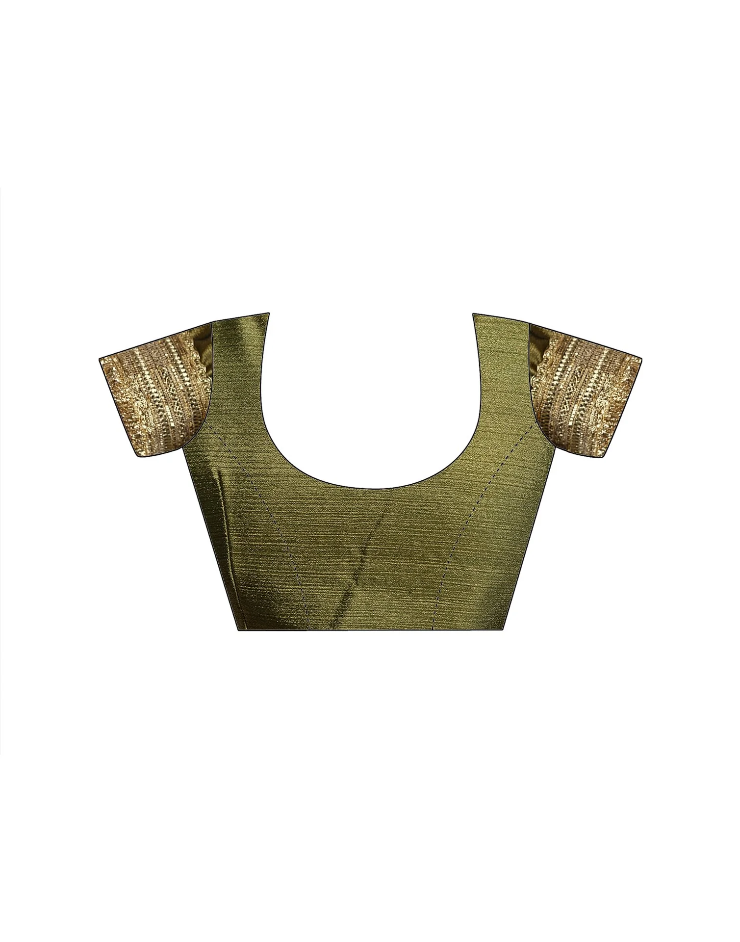 Mehandi Green Chinnon Silk Gota Lace Saree - Image 11
