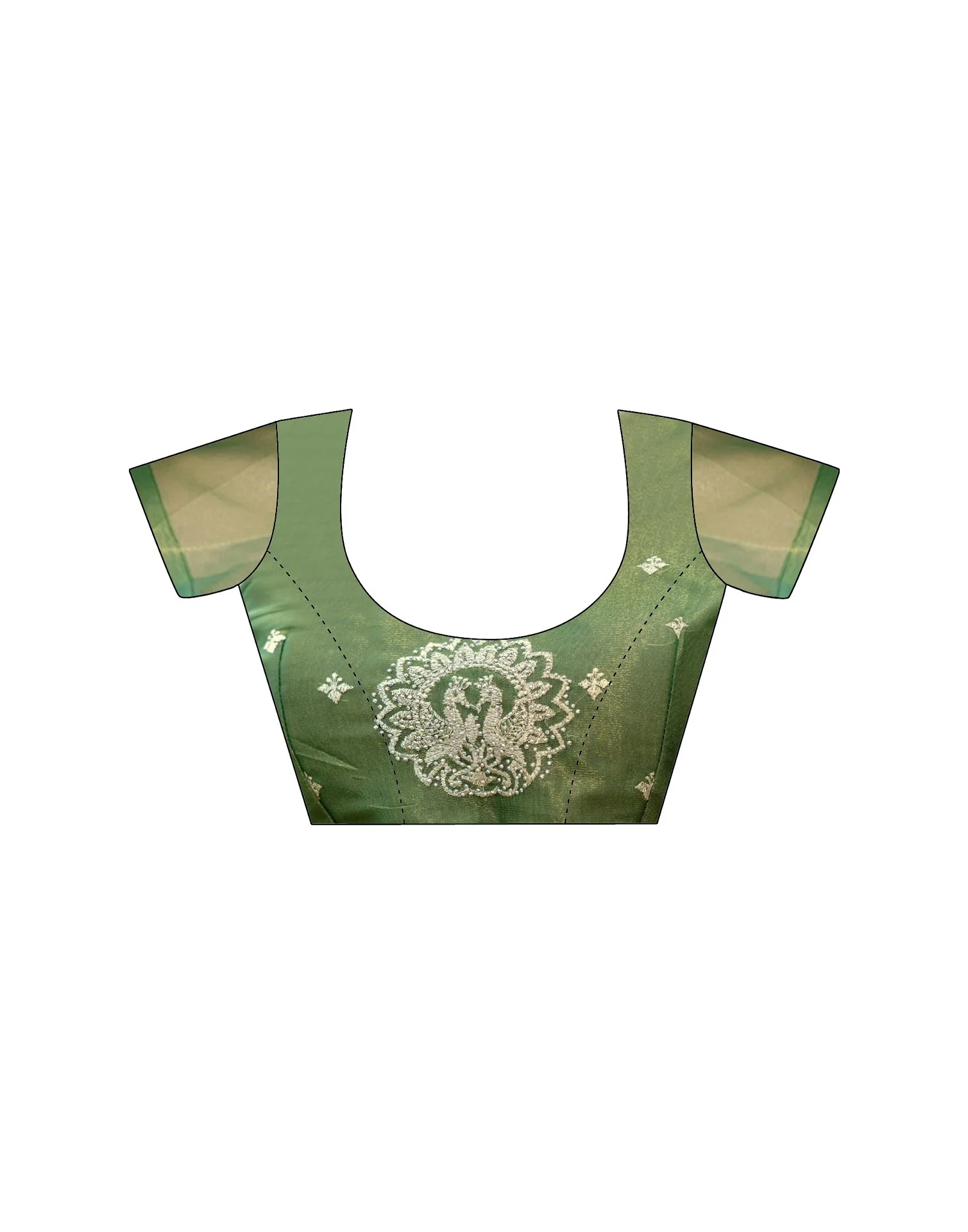 Mehandi Green Shimmer Embroidery Saree - Image 14
