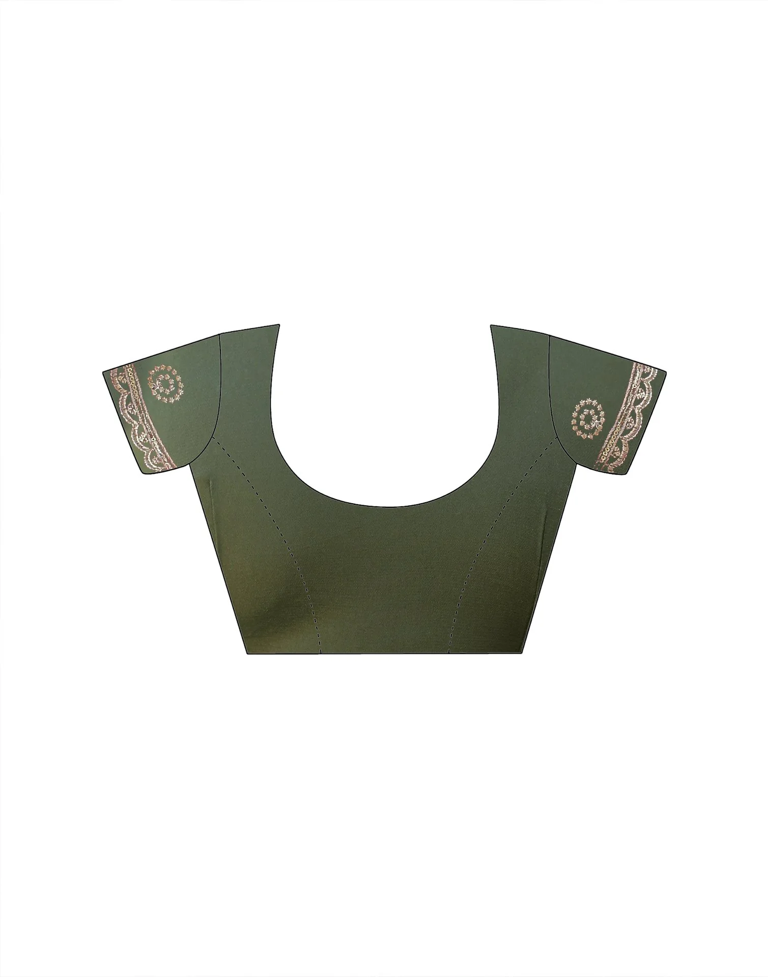 Mehandi Green Shimmer Sequence Embroidery Saree - Image 12