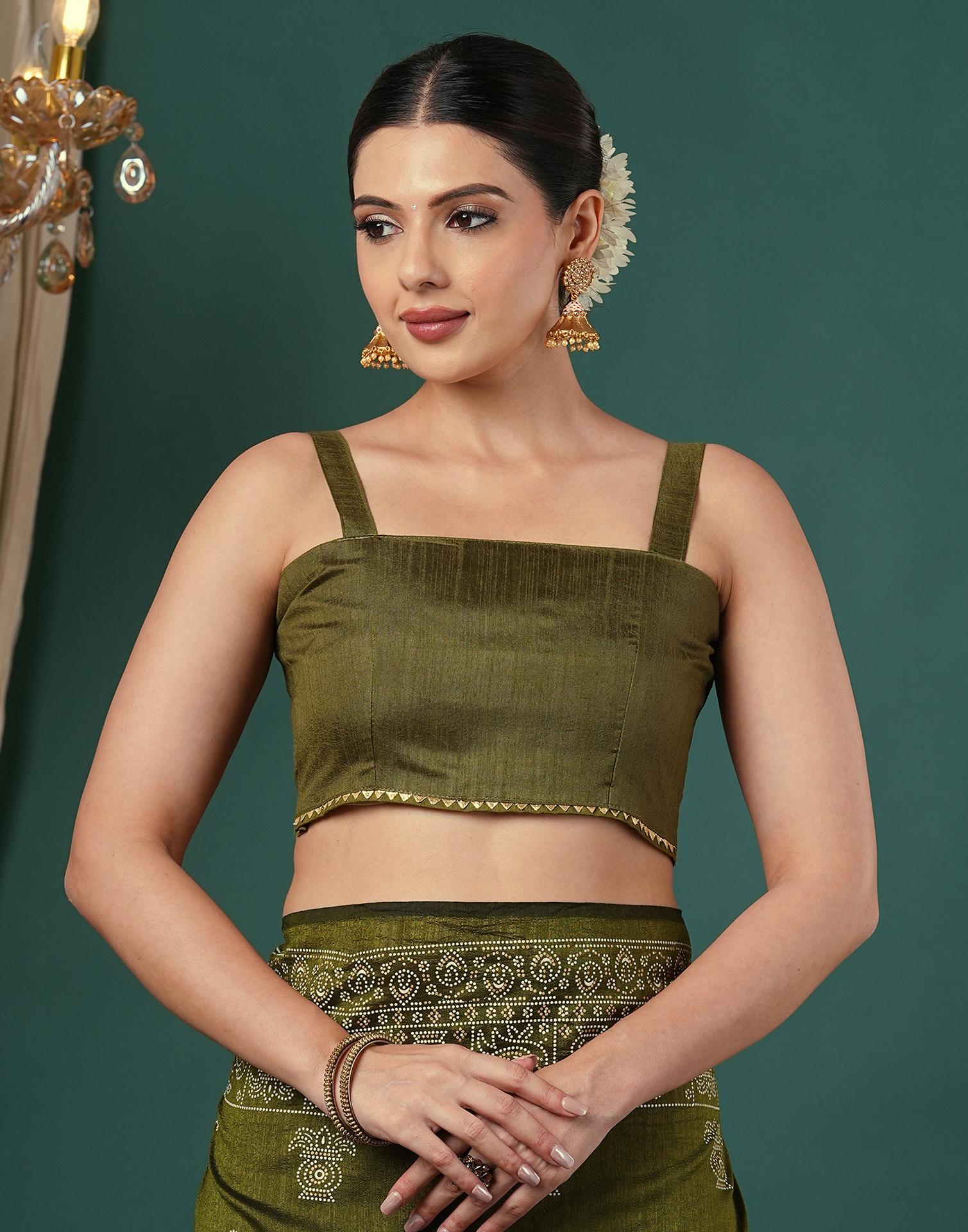 Mehandi Green Silk Printed Saree - Image 8