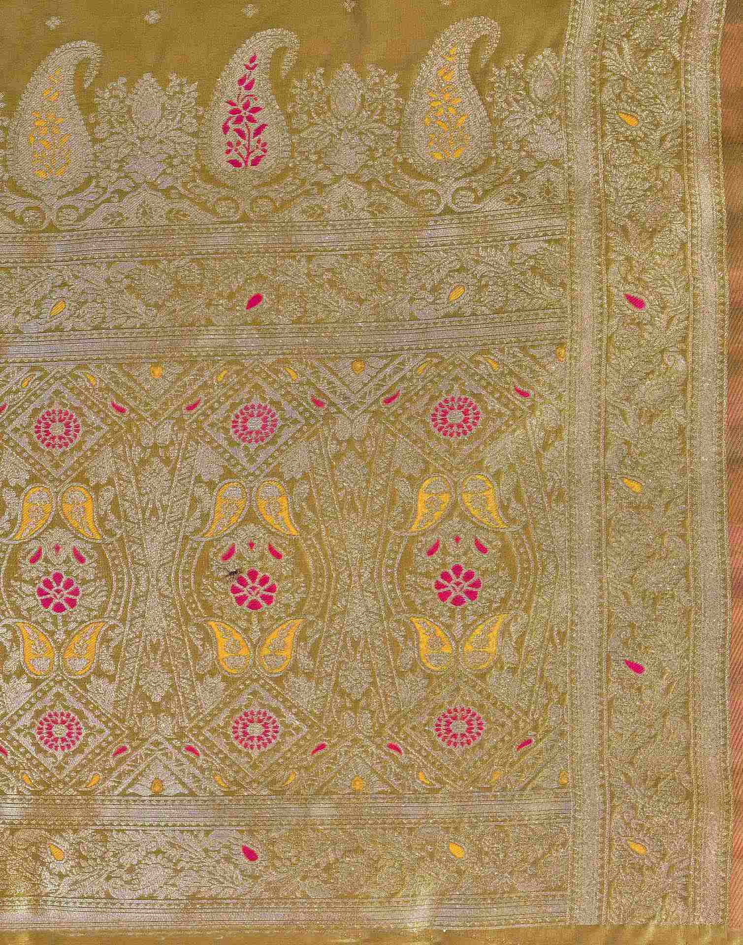Mehandi Green Silk Woven Banarasi Saree - Image 7