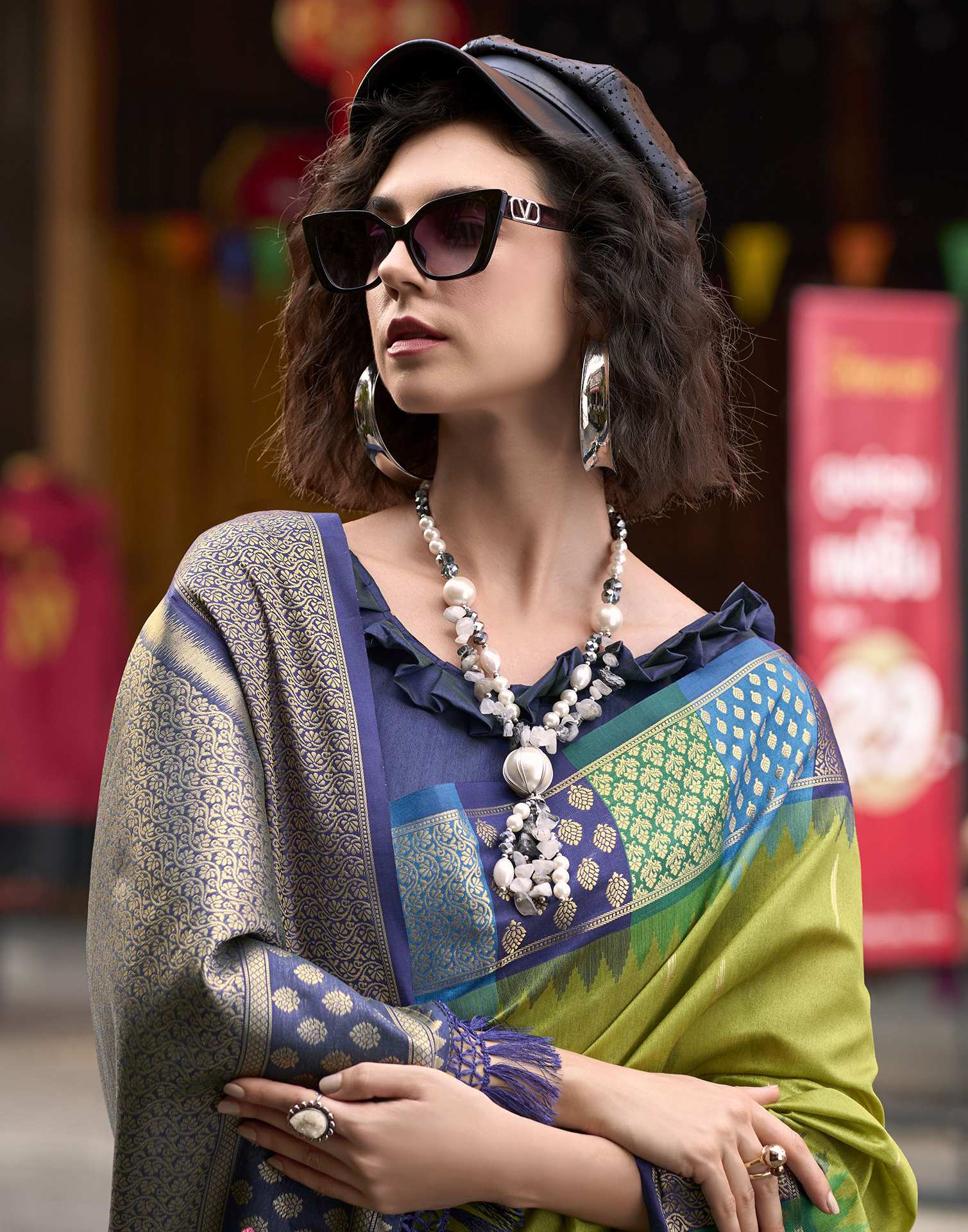 Mehandi Green Silk Woven Saree - Image 4