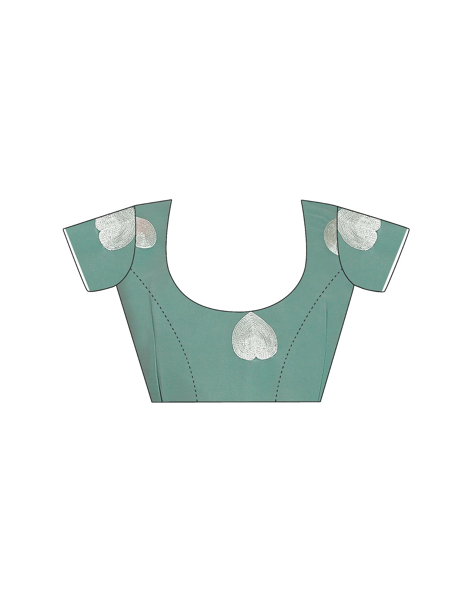 Mint Green Georgette Embroidery Saree - Image 11