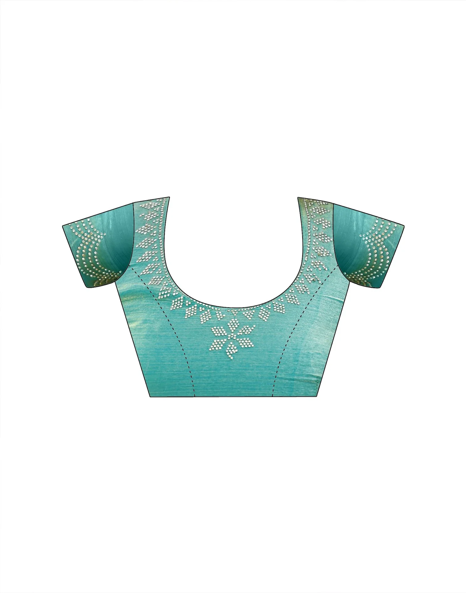 Mint Green Shimmer Chiffon Stone Work Swarovski saree - Image 11