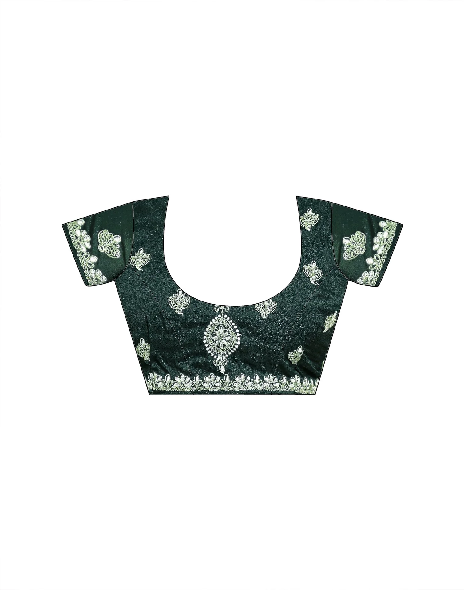 Mint Green Shimmer Embroidery Saree - Image 10
